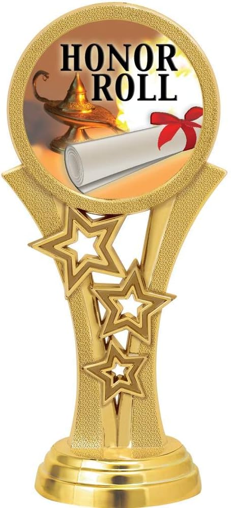 Crown Awards Honor Roll Trophies, 11" Black Midnight Honor Roll Trophy, Customize Now Prime