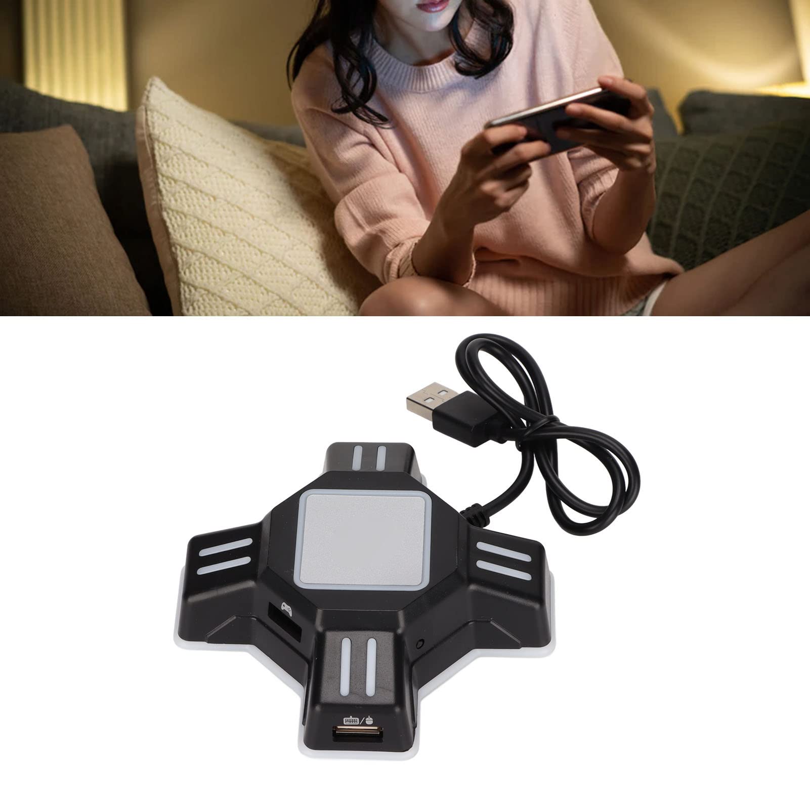 Zunate Adaptateur de Clavier et Souris, Adaptateur de Convertisseur de Clavier de Souris Portable pour//PS3, Adaptateur de Contrôleur de Manette de Jeu KX Plug and Play,