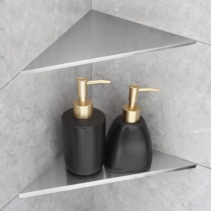 Bernkot Corner Shower Shelf 10" Brushed 304 Stainless Steel Tile
