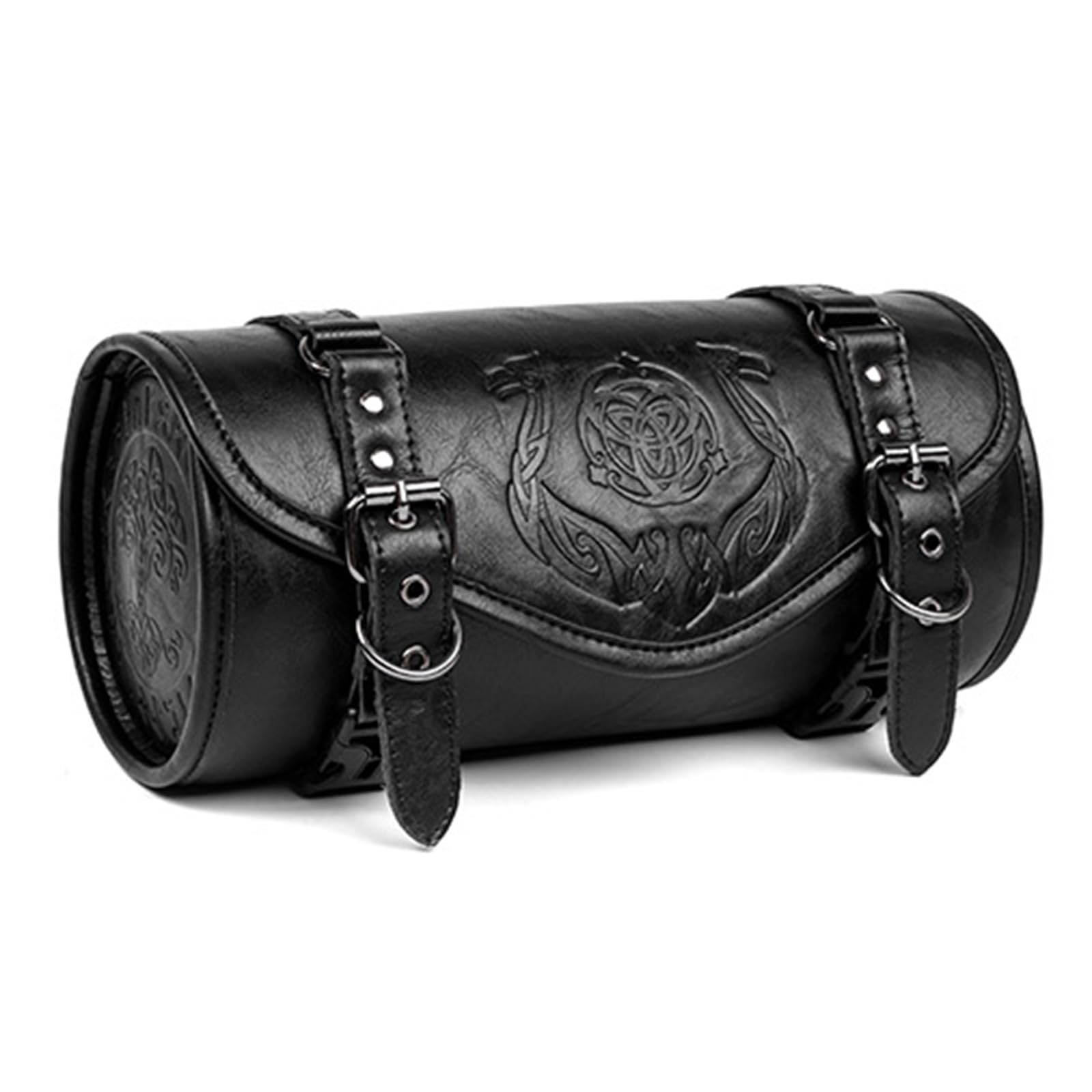 Sac de rangement pour guidon de moto punk - Plusieurs poches - Sangles de montage sécurisées - Design ergonomique - Sacoches de selle de moto en cuir