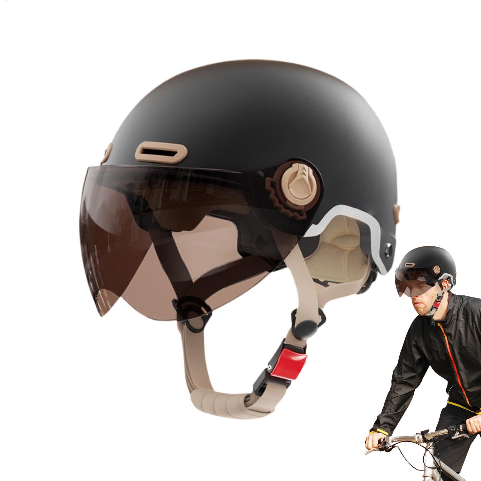 Scooter Helmet Adult Men - Reflective Design Bike Helmets With With Windproof Goggles,Motorcycle Accessories, Skateboarding Equipment For Family, Friends