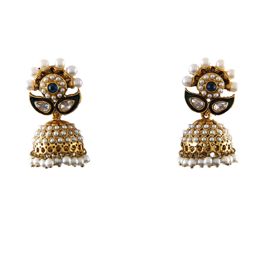 Pendientes Chandbali de diseño hecho a mano con acabado de oro 3
