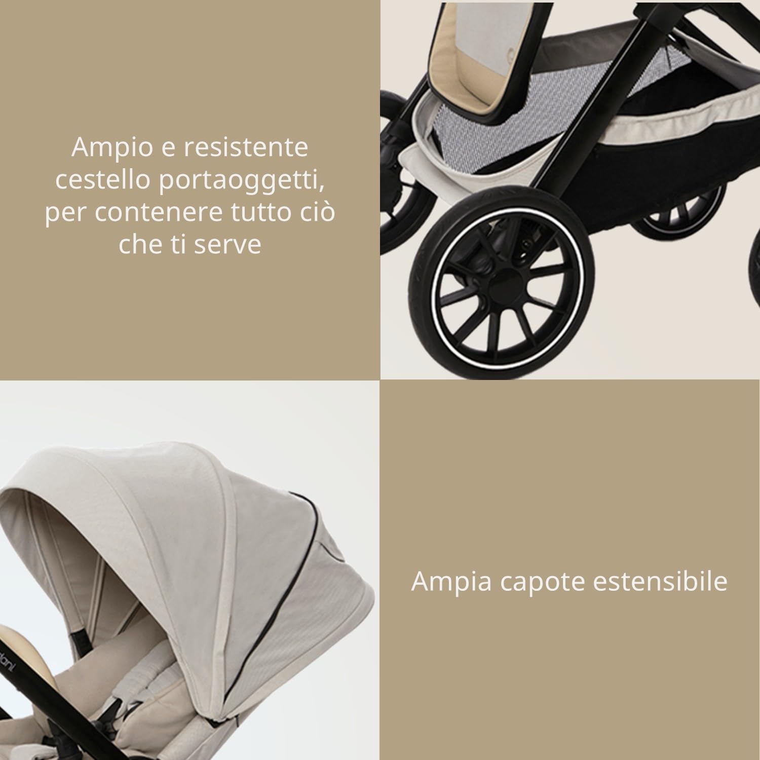 Giordani Trio Sistema Modulare G-Comfort, Passeggino Chiusura Automatica Fronte Mamma Strada 0-22kg, Navicella e Seggiolino Auto con Tasti Memory, Ruote Ammortizzate e Fibbia Magnetica