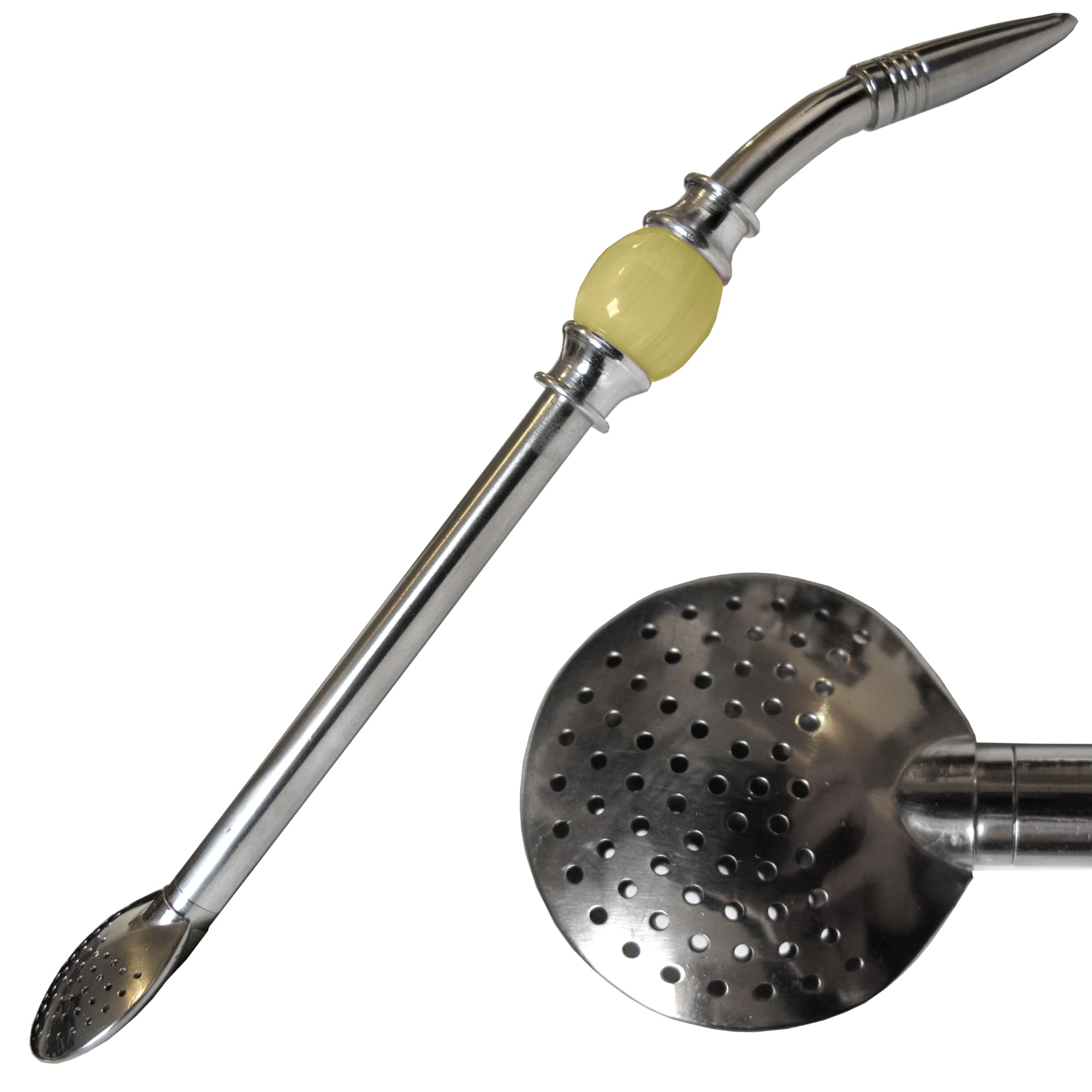 Gaucho Bruno Bombilla (Gold) Exquisite Luxury Brazilian Bomba With Gold Bead - Bombilla For Yerba Mate