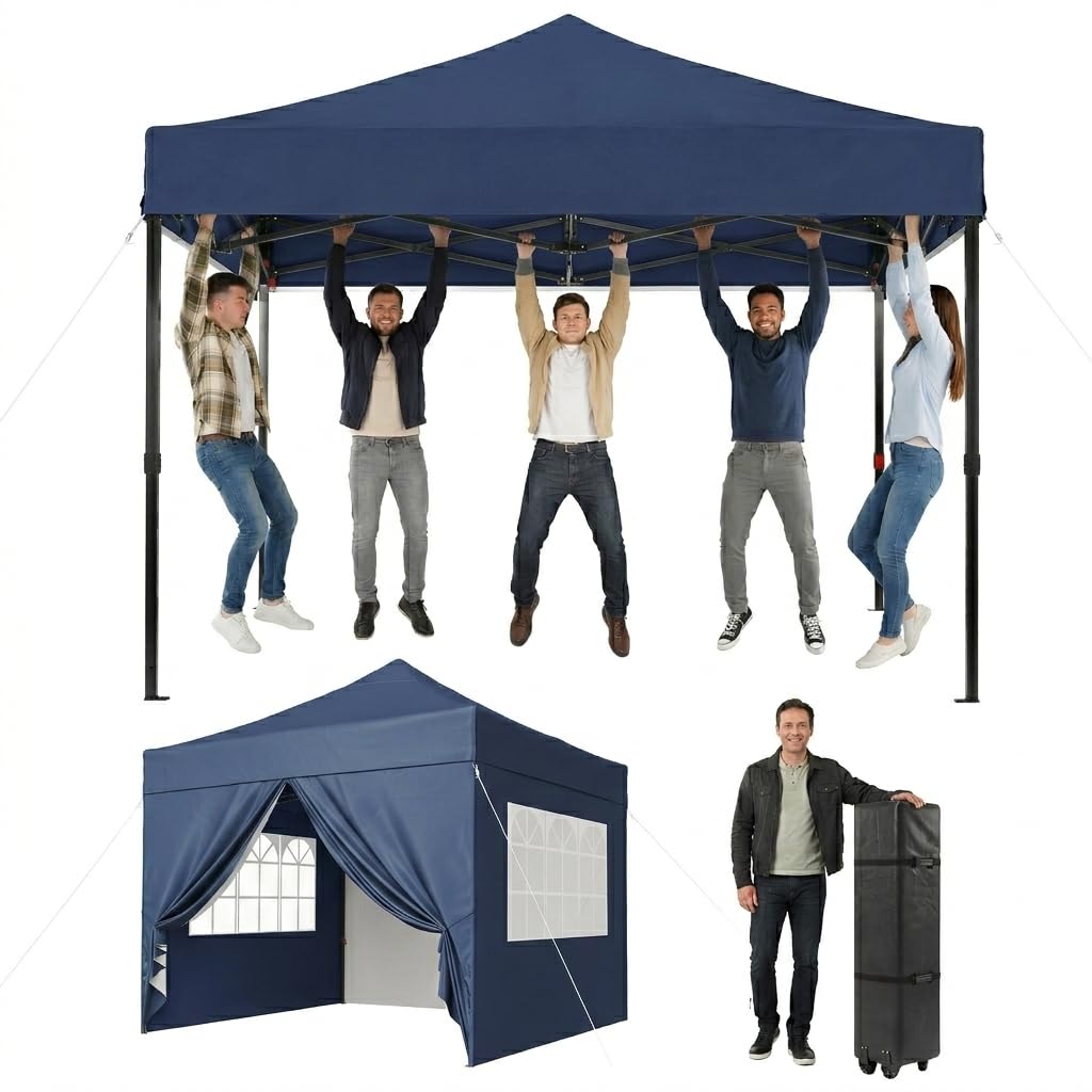 Aoxun Faltpavillon Wasserdicht Stabil Winterfest, Pop Up Pavillon mit Handtasche, UV-Schutz Gartenpavillon Partyzelt Fuer Camping, Strand, Hochzeit und Outdoor Shelter