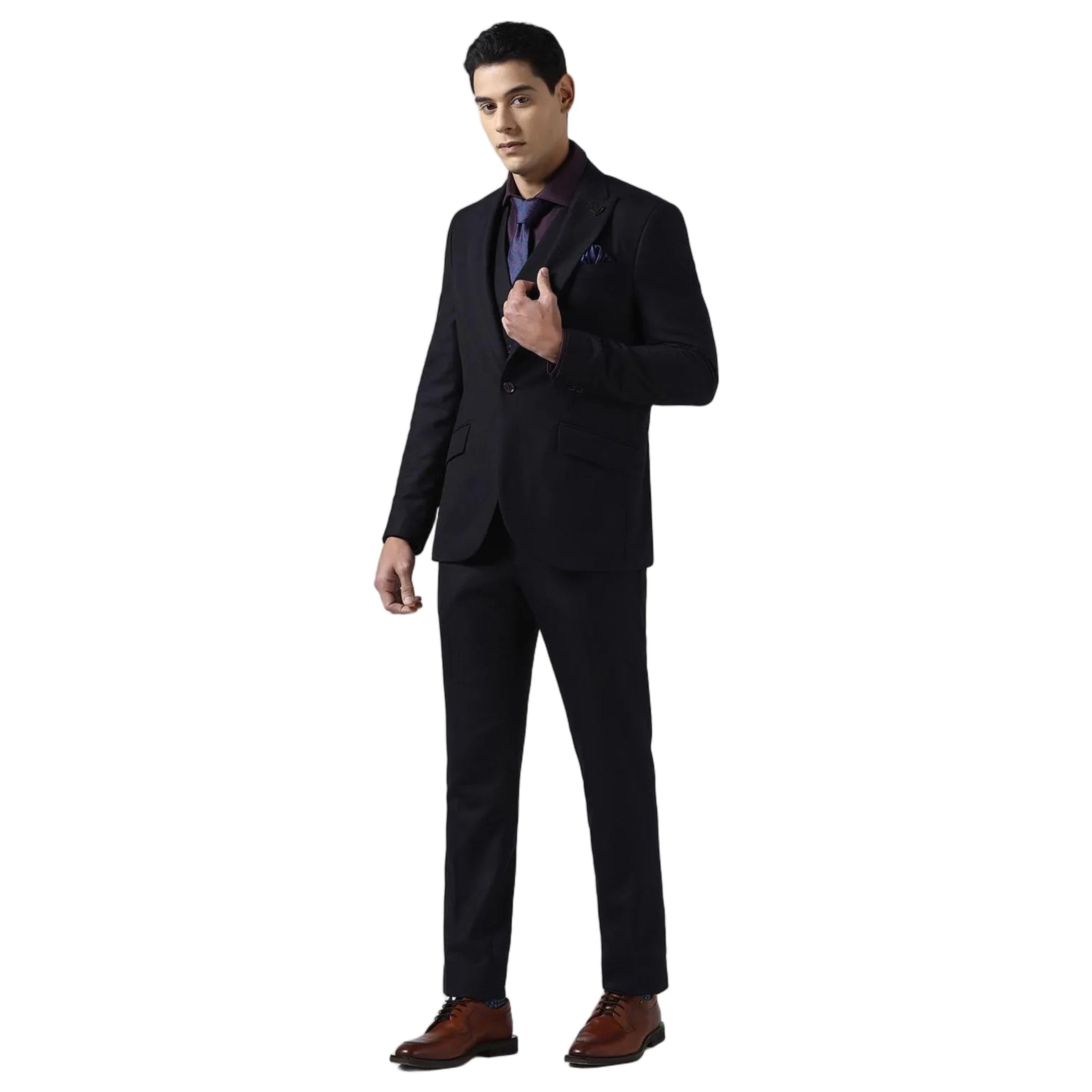 Men Light Grey Solid Slim Fit Suits-image-9