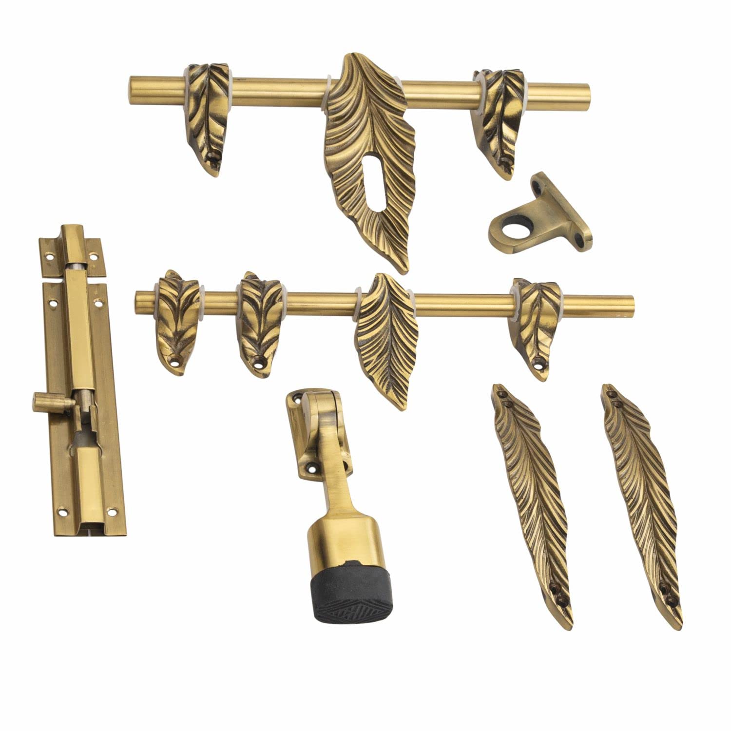 Metal Growers Aluminum Single & Double Door Set | Fancy Hardware Home and Office Door Accessories Kit, Brass Antique Finish | (Leaf) (B0C576PYLN) Amazon Price History, Amazon Price Tracker