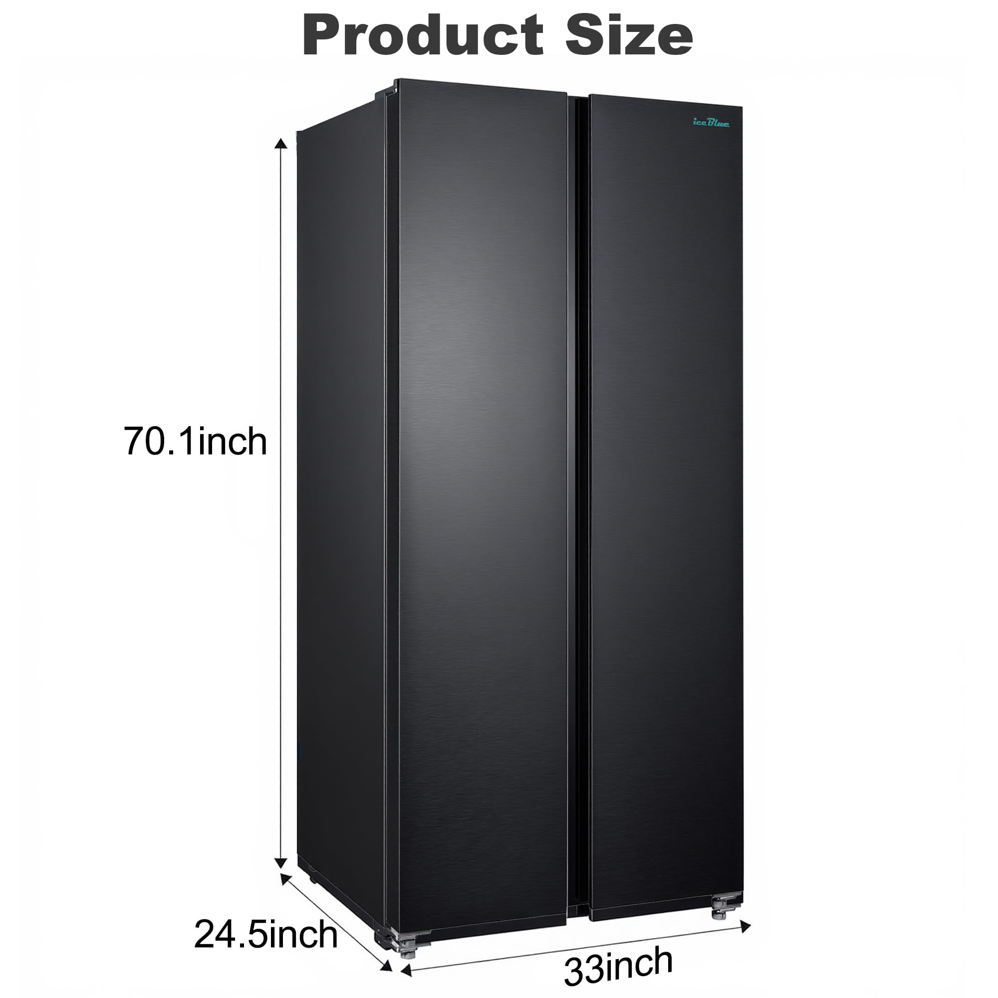 Iceblue 15.6 Cu.Ft. Side-By-Side Refrigerators, 33" Full Size Refrigerator, Zoning Temperature Control Beverage Refrigerator With Freezer, Frost Free Beverage Fridge - Black Stainless Steel on Fridge.com - View 3