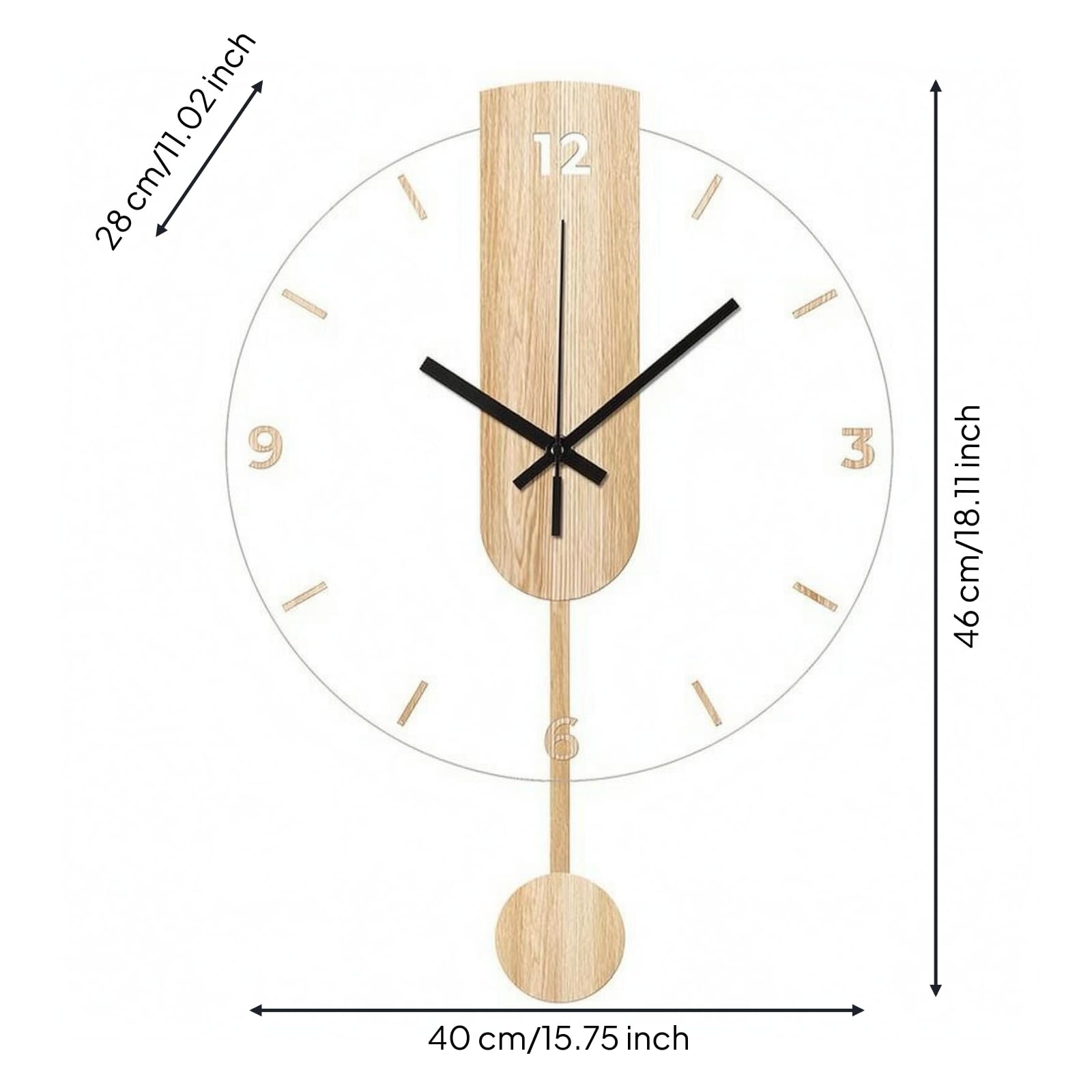 Reloj de Pared Reloj Colgante Reloj Decorativo Reloj con con Panel Central Alto y de Madera Simple de Fácil Lectura