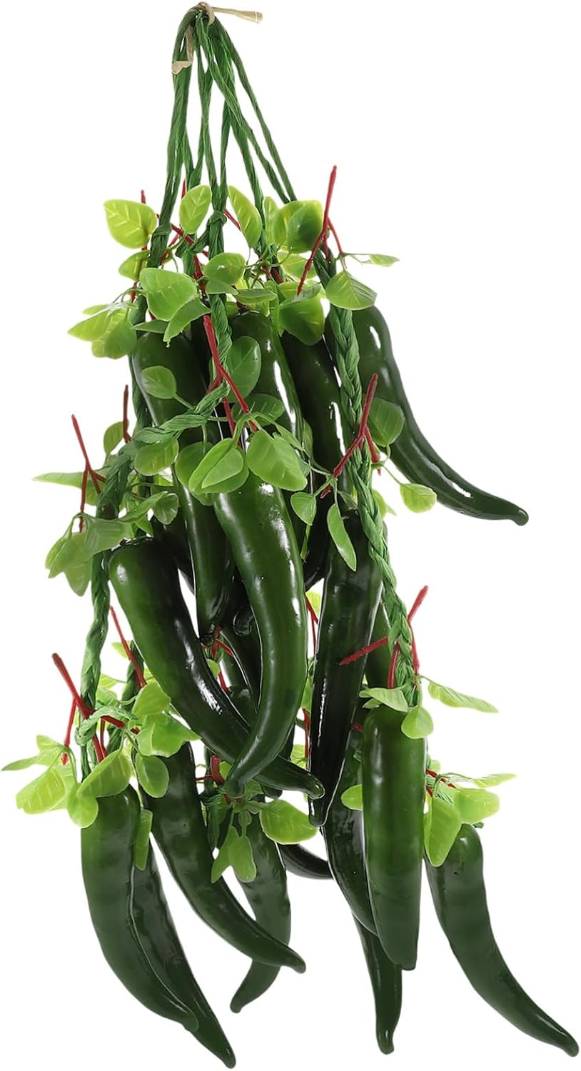 5pcs Artificial Pepper String Decorations Lifelike Simulation Pepper Ornaments for Farmhouse Kitchen Photography Props Thanksgiving and Harvest Party Decor