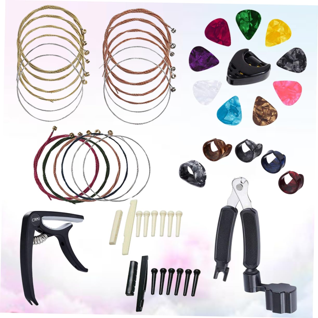 ifundom 3piezas Accesorios Para Guitarra Kit De Cambio De Cuerdas Capo Púas y Enrollador De Cuerda Herramientas Prácticas Para Guitarristas Color Negro