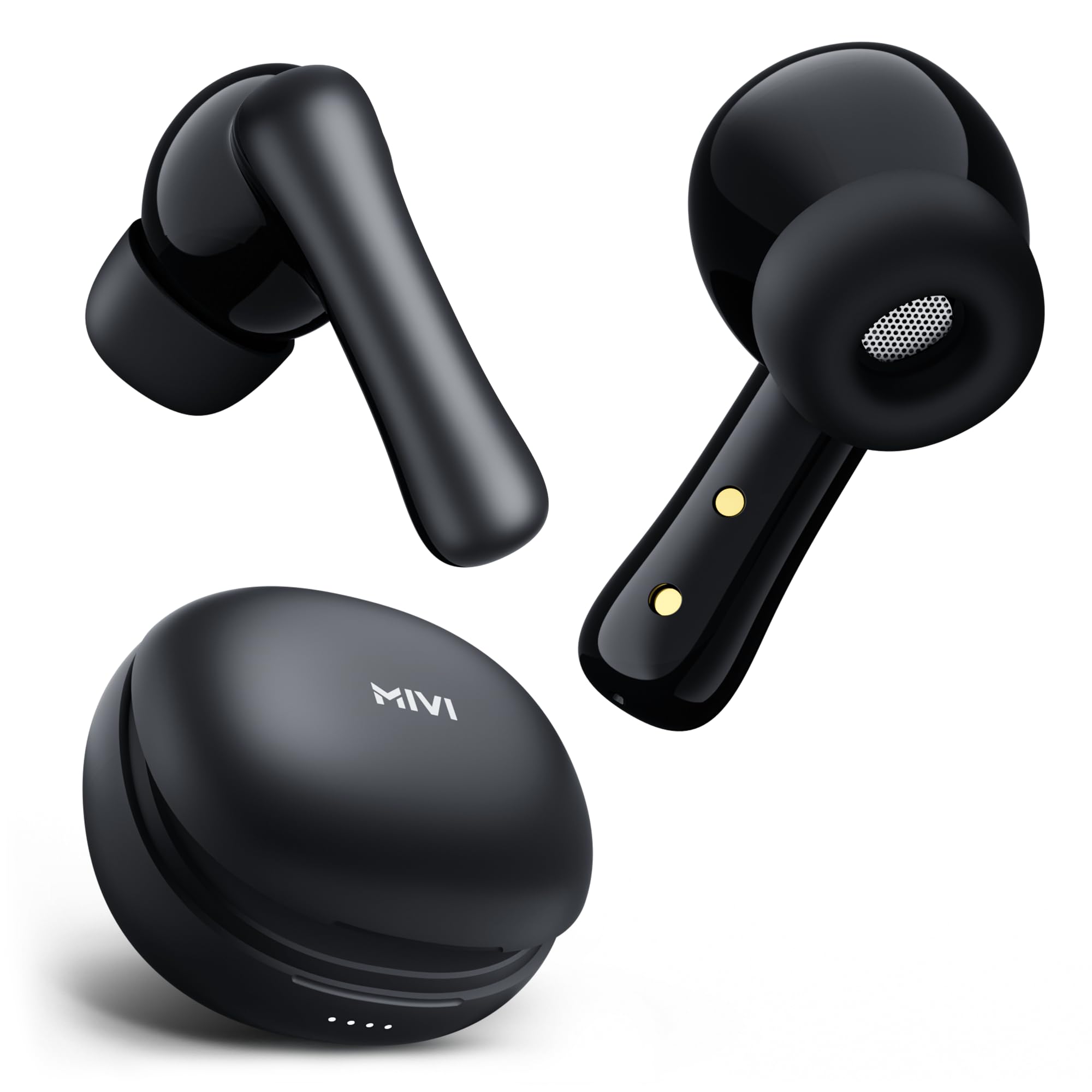 DuoPods i2 True Wireless Earbuds, 45+ Hrs Playtime, HD Call Clarity, Fast Charging, Type C, 13mm Bass Drivers, IPX 4.0 Sweat Proof, BT v5.3, Made in India Earbuds - Black
