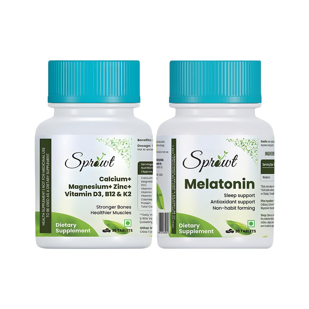 Sprowt Bone Health & Restful Sleep Combo – Calcium, Magnesium, Zinc, Vitamin D3, B12 & K Veg Tablets (30s) + Non-Habit Forming Melatonin 10mg Tablets (30s)-image-37