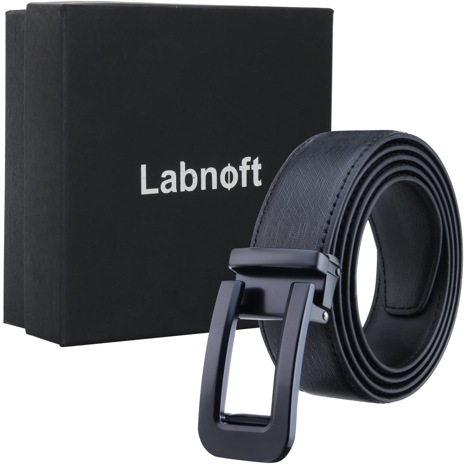 Labnoft Men's PU Leather Auto Lock Belt (Black, BELT-064-TX-Black) - Image 6 thumbnail