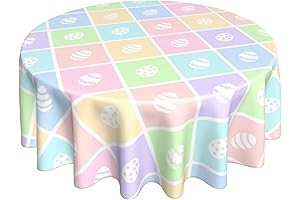 Round Easter Plaid Tablecloths