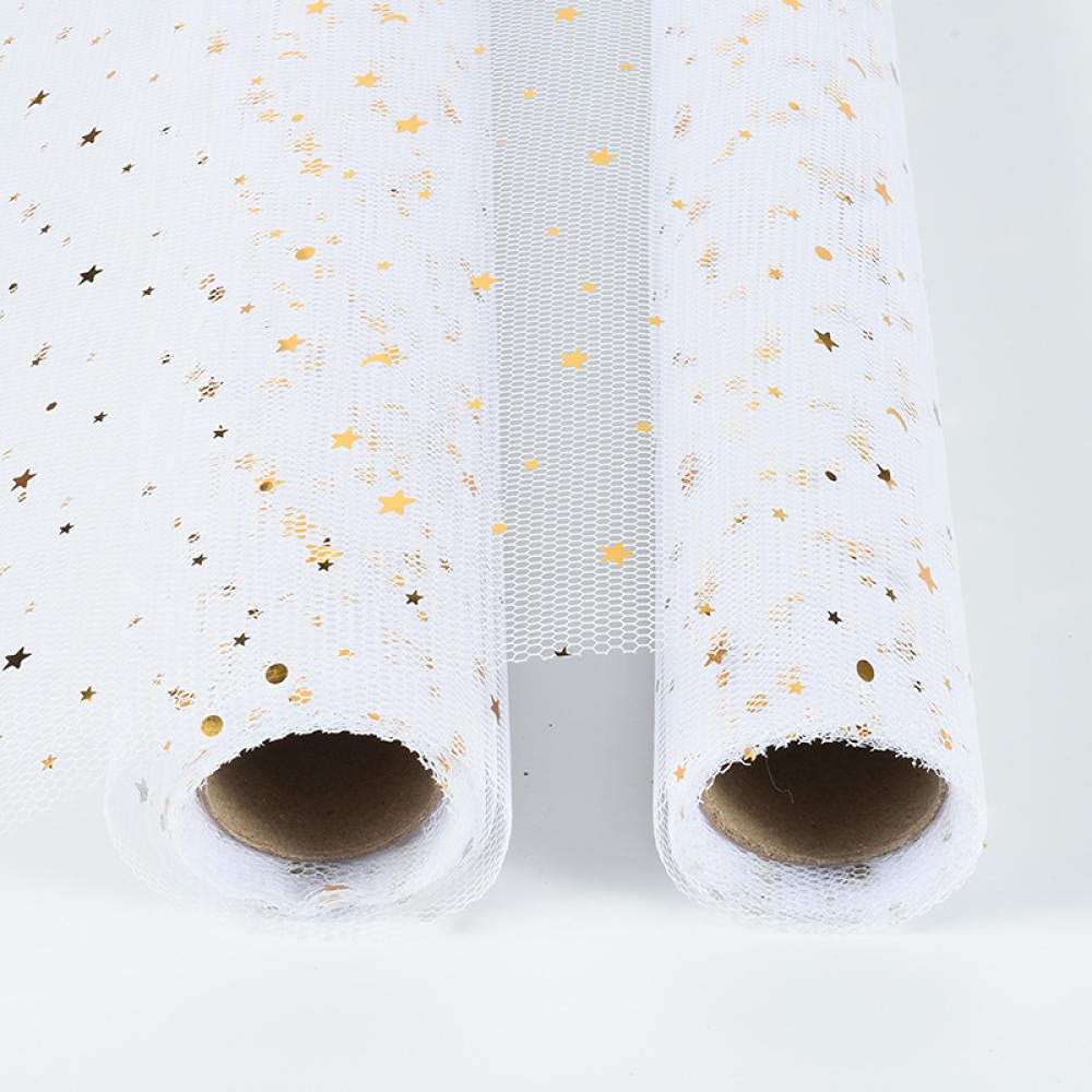 Papier Do Pakowania Prezentów Papier Do Pakowania Prezentów5 Metrów Gilding Cekiny Star Moon Bukiet Zawijanie Koronki Gaza Mesh Diy Scrapbook Papier Craft Wedding Party Decoration Materiał-Biały