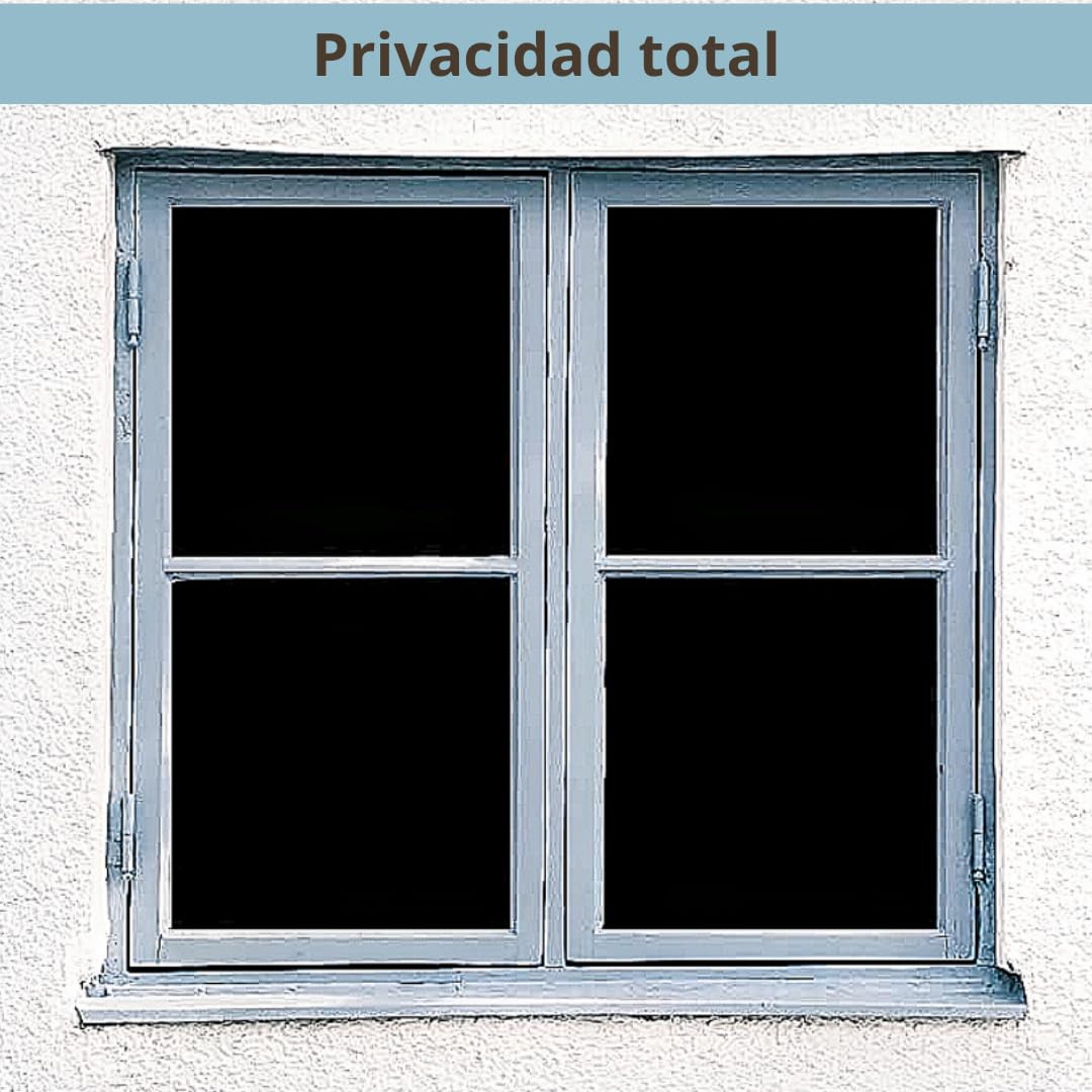 Película Negra para Vidrio TAMAÑOS Grandes (Negro, 120 x 120 CM) Opaca para Ventanas Privacidad Autoadhesiva SIN Pegamento Anti-UV SIN residuos Fácil Aplicación Ducha Adhesión Estática Removible