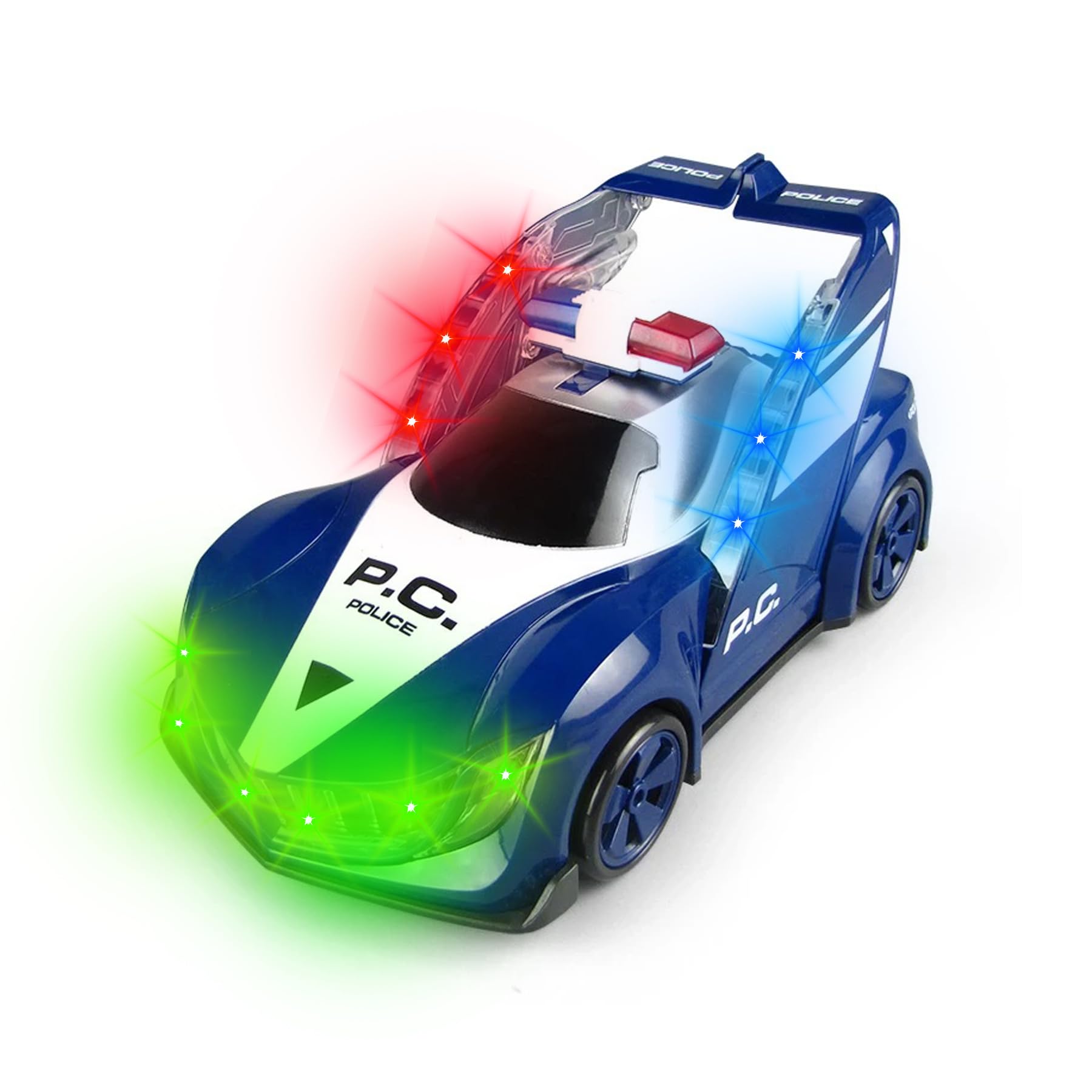 WISHKEY Plastic Police Car Bump and Go Toys for Kids, 360 Degree Rotating Deformation Car, Battery Operated Police Car Musical Toy with Lights, Blue, 3+ Years (Pack of 1) (B0CMXNC2X5) Amazon Price History, Amazon Price Tracker