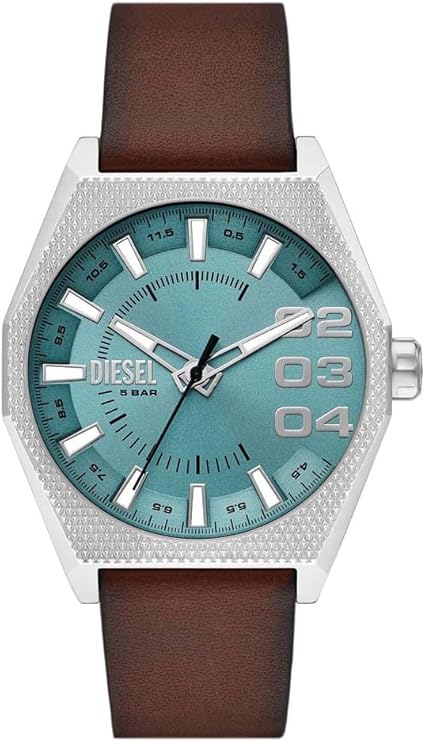 Diesel Orologio Uomo Scraper: 42 Mm, Quarzo, Cinturino In Pelle Nera E Quadrante Argento - 3