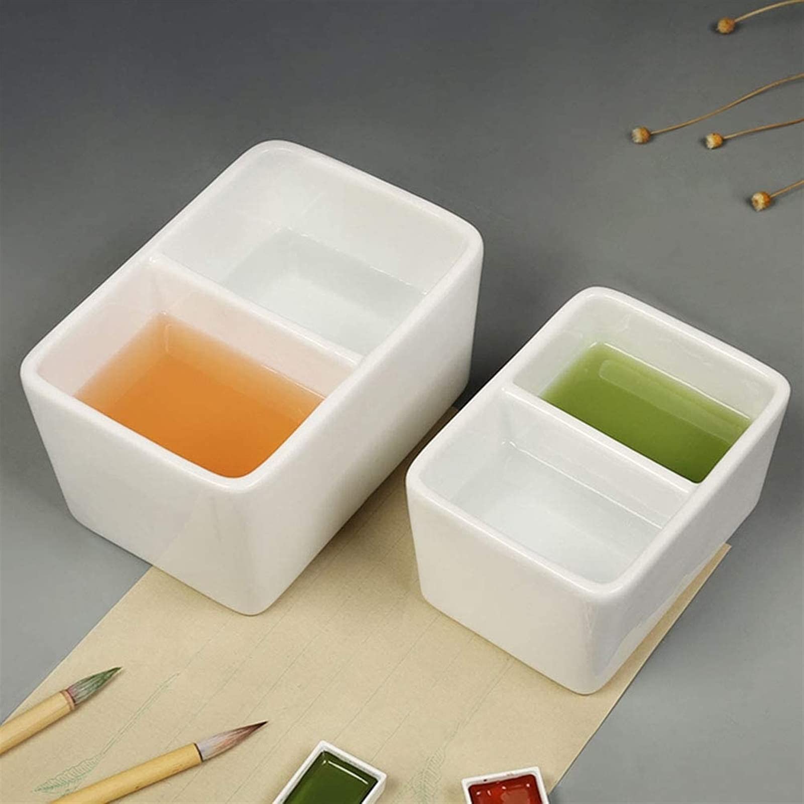 paleta akwarelowapalette Biała paleta farb Miska do mycia pędzli, paleta farb, głębokie naczynie (rozmiar: 16x11x8cm)