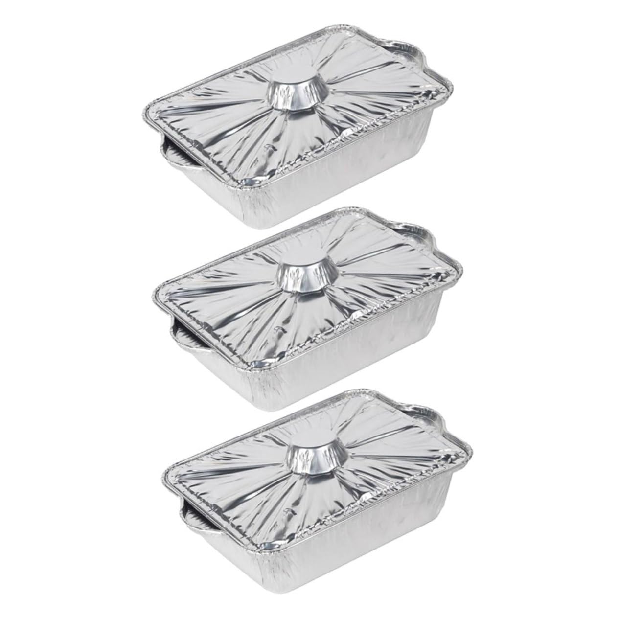 CIYODO 3pcs Tinfoil Pots Lightweight Aluminum Food Containers for Outdoor Camping Rectangle Bbq Heating for Food Storage and Meal Prep