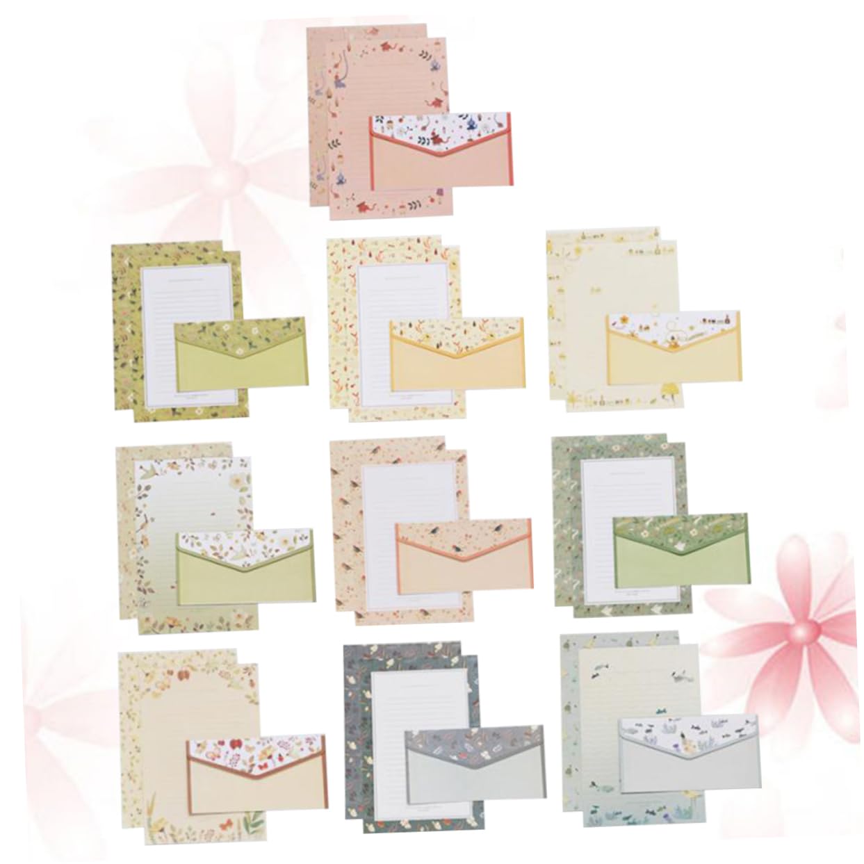 Homoyoyo Lot Papeterie A5 Papier à Lettres Et Enveloppes Fleuris, 60 Feuilles 30 Enveloppes