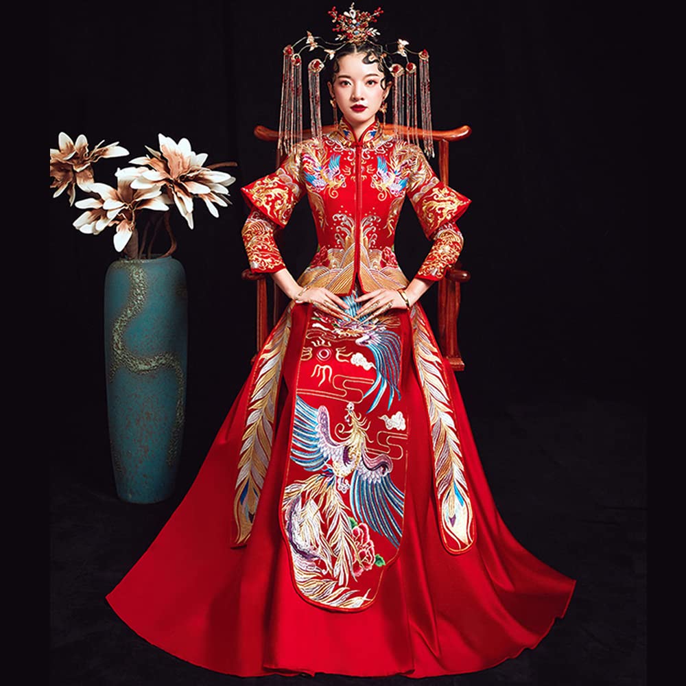 chinese dress design GHKJ Traditional Wedding Dress, Chinese Qipao Chinese Stand-Up Collar for Occasions Such As Marriage and Engagement,S5 : Clothing, Shoes & Jewelry Size:10 years UO Retro Romance Striped Works well for banquets Stock_TXWH