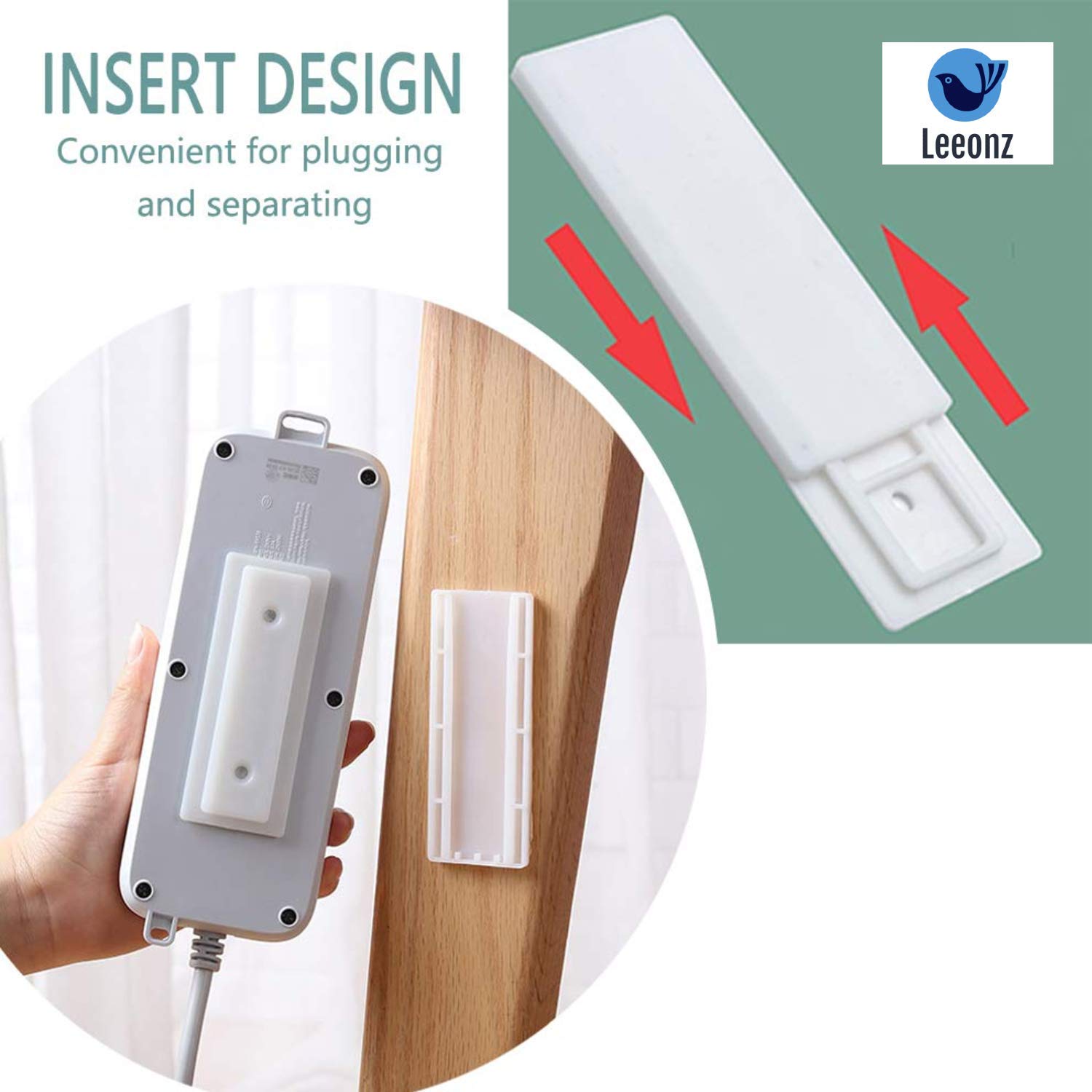 Power Board Holder, Self-Adhesive Non-Perforated Holder, Nail-free Seamless Magic Plug Seat Sticker Wall Mount Bracket for Socket, WiFi Router (Set of 4PCS) — Amazon image 3