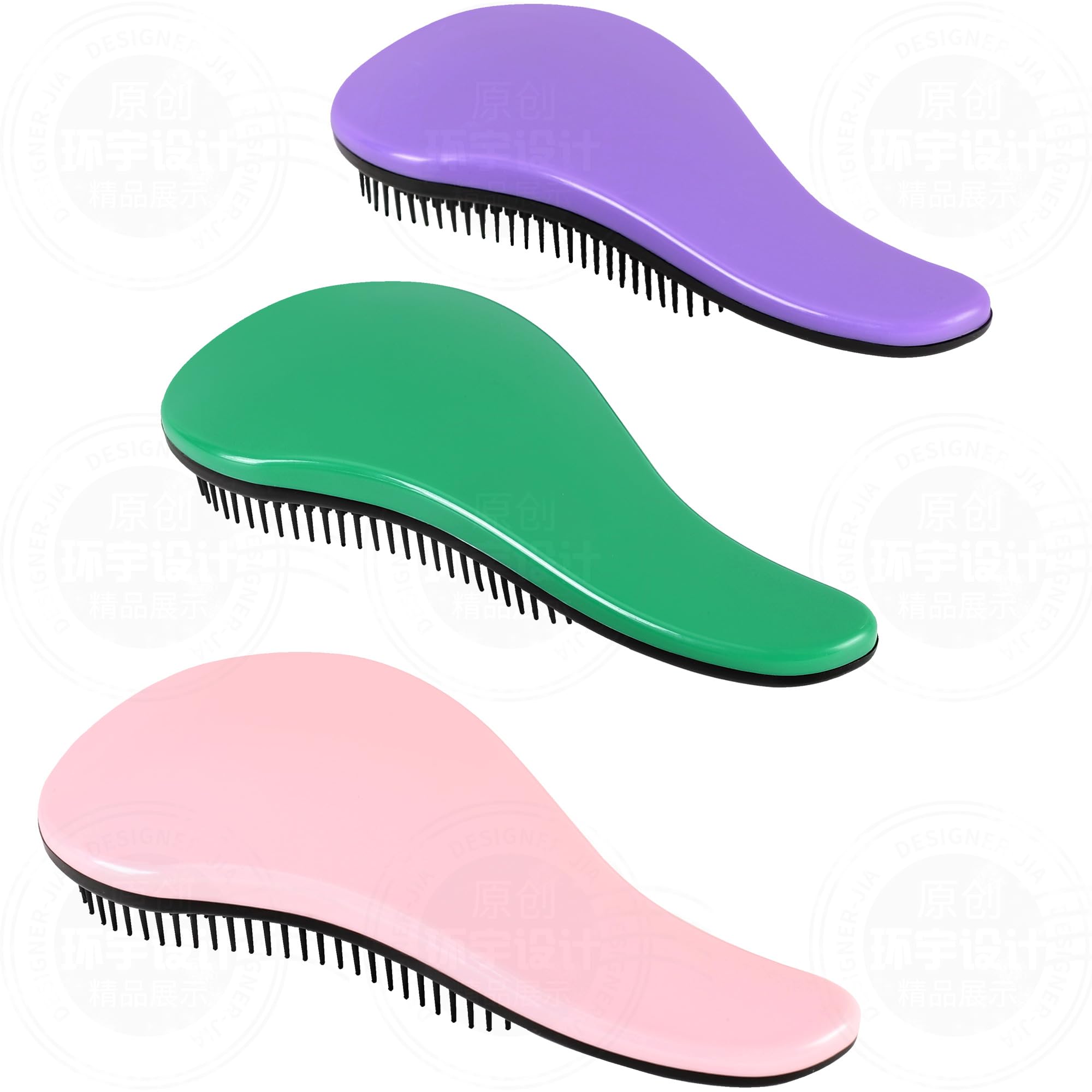 3 cepillos desenredantes para el cabello para niños, sin nudos, sin dolor, para desenredar el cabello rizado y fino (tamaño 7,4 pulgadas, morado)