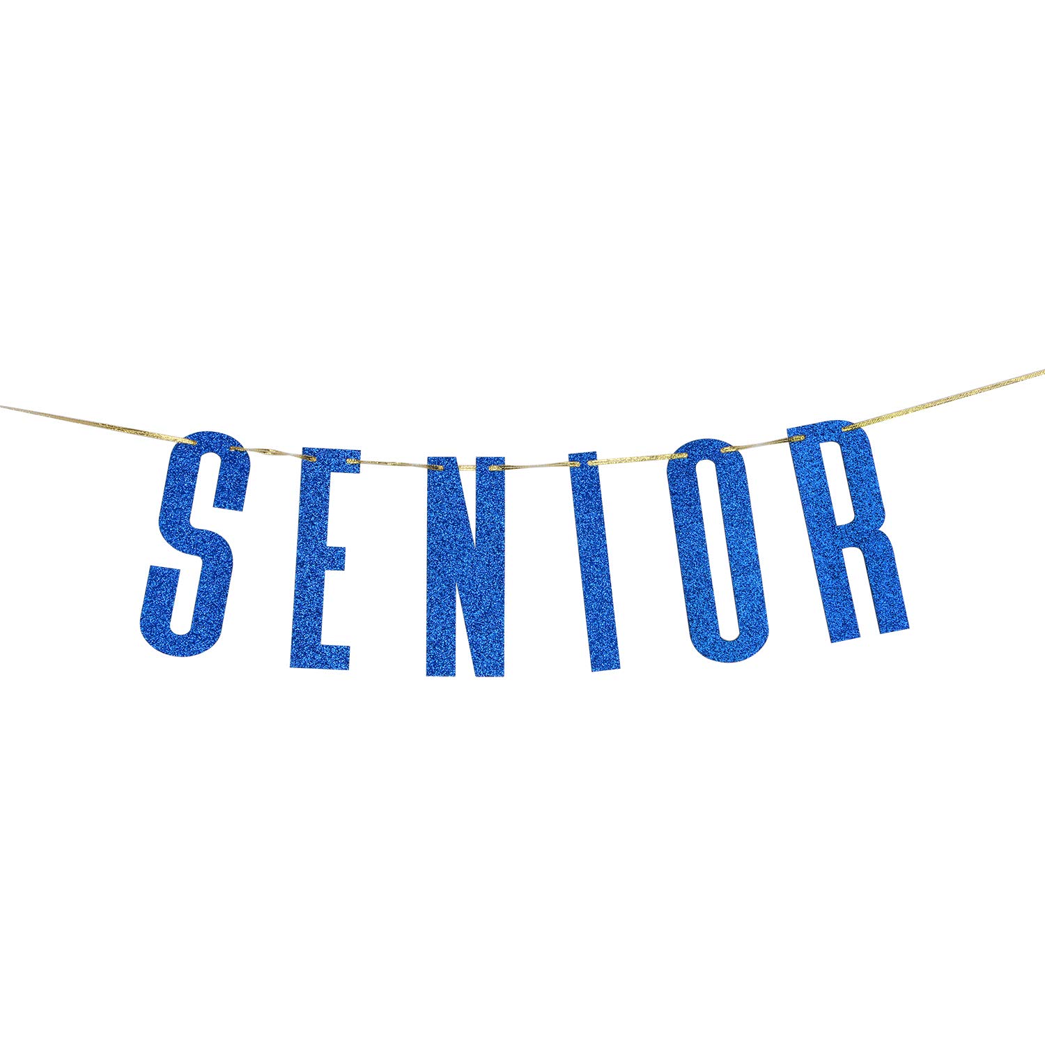 INNORU Navy Blue Glitter Senior Banner - Congrats Grad! Graduation Party Bunting Decor For High School & College