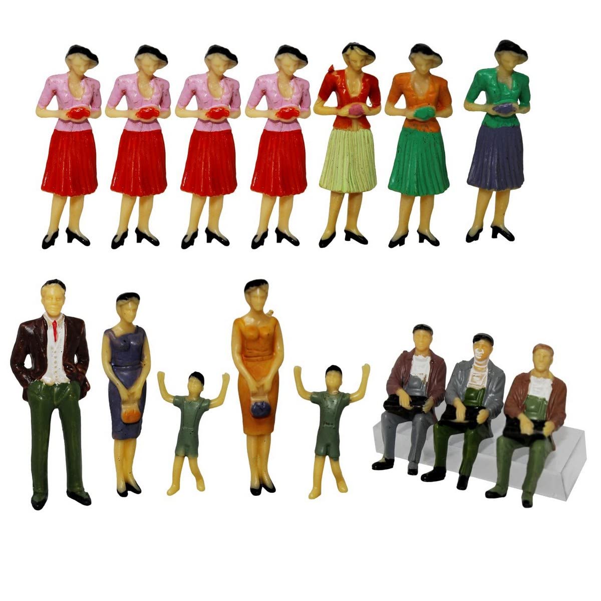 Aadyacrafts Miniature Model Figures Set, 15 Piece Colorful Human Figurines Collection, Mixed Outfits and Poses, Scale Model Accessories, 2x7x1 Cm, XCR-1.30-image-39