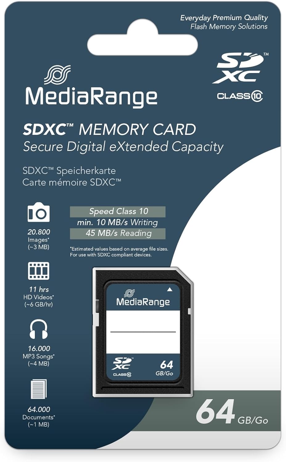 MediaRange MR965 SDHC Memory Card 64GB Class 10
