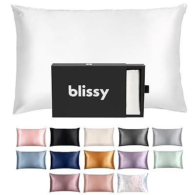 Blissy Silk Pillowcase - 100% Pure Mulberry Silk - 22 Momme 6A High-Grade Fibers - Silk Pillow Cover for Hair & Skin - Regular, Queen & King (Blissy White, King)
