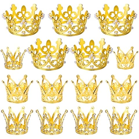 Ayfjovs 15 Pieces 3 Size Crown for Cake Topper Mini Baby Crown Tiny Queen Crowns for Flower Bouquet Accessories Mother's Day Women Lady Girl Wedding Baby Shower Birthday Valentines Party Decoration Cover