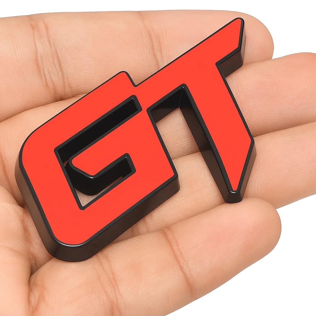 Car GT Logo Sticker for 3 Series All 2019 Onwards Models of B-MM-W 3D Metal Emblem Side Badges for All Cars (Red with Black)