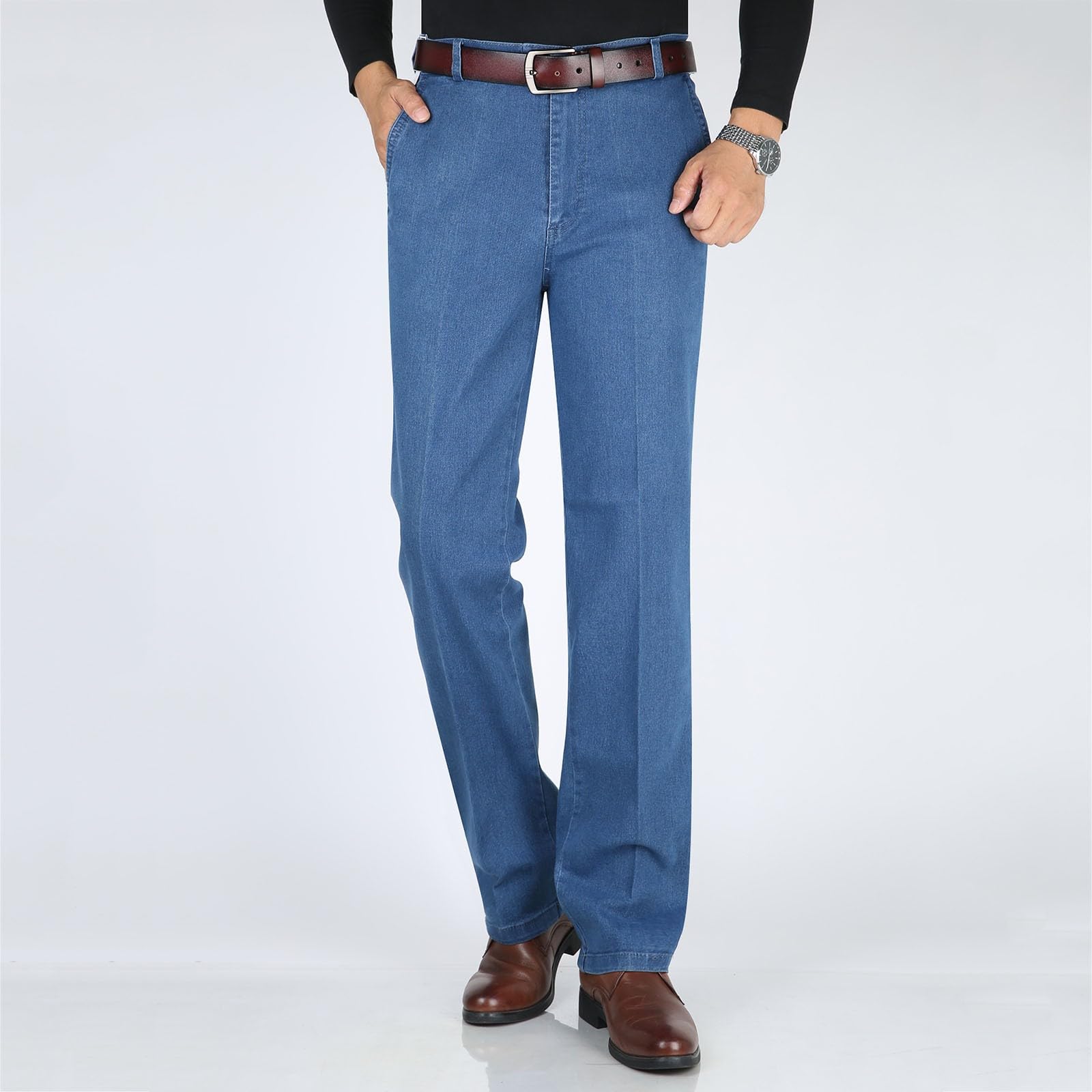 Jeans da Uomo Strappati, Pantaloni di Jeans da Uomo Pantaloni Distruzione Foro Dritto Jeans Distressed Pantaloni Denim Skinny Slim Nero Estivi Jeans da Lavoro Jeans Leggeri Originale Jeans Plus Size
