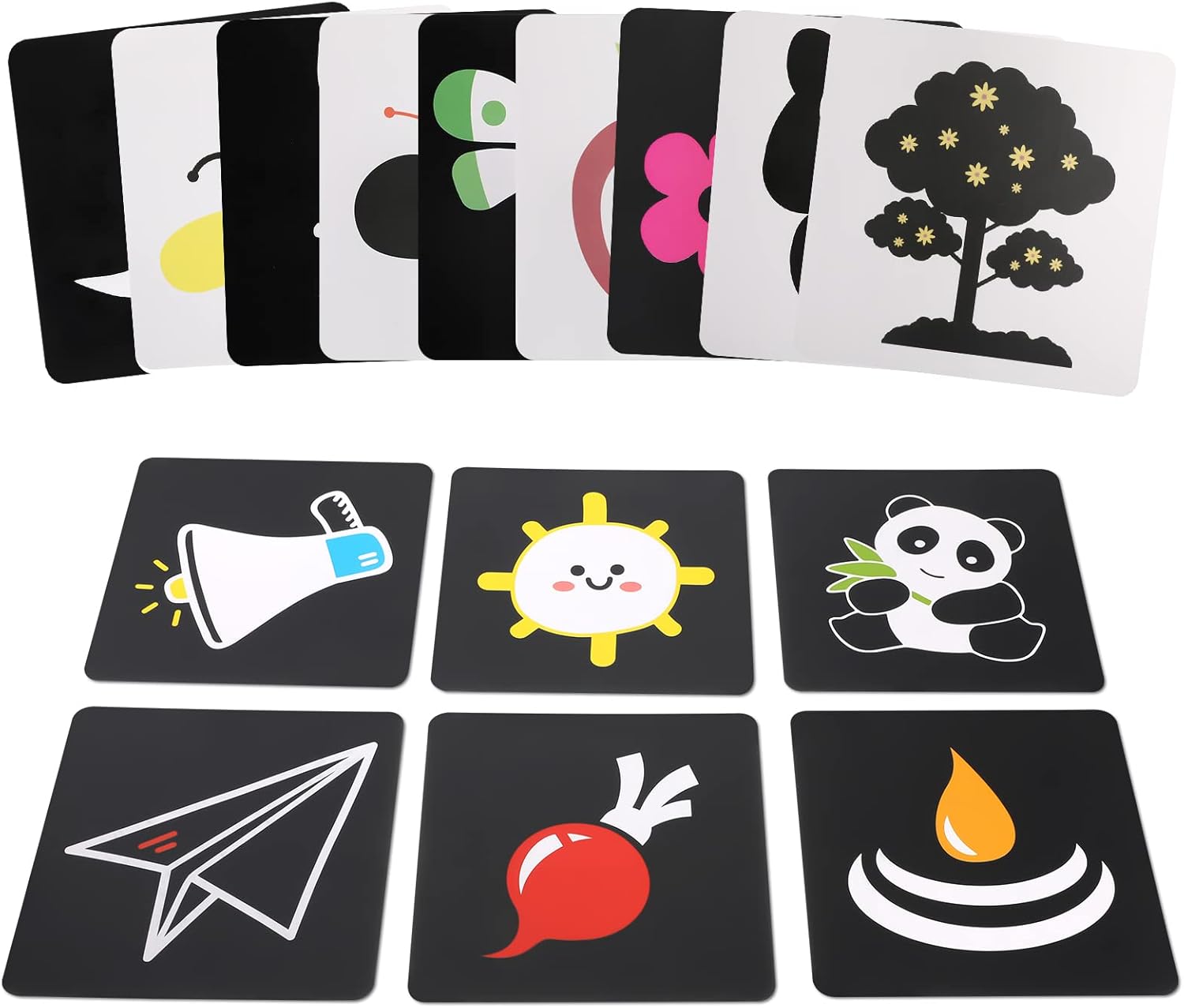 24 PCS 48 Pictures Black White Flash Cards for Infants,Baby Books