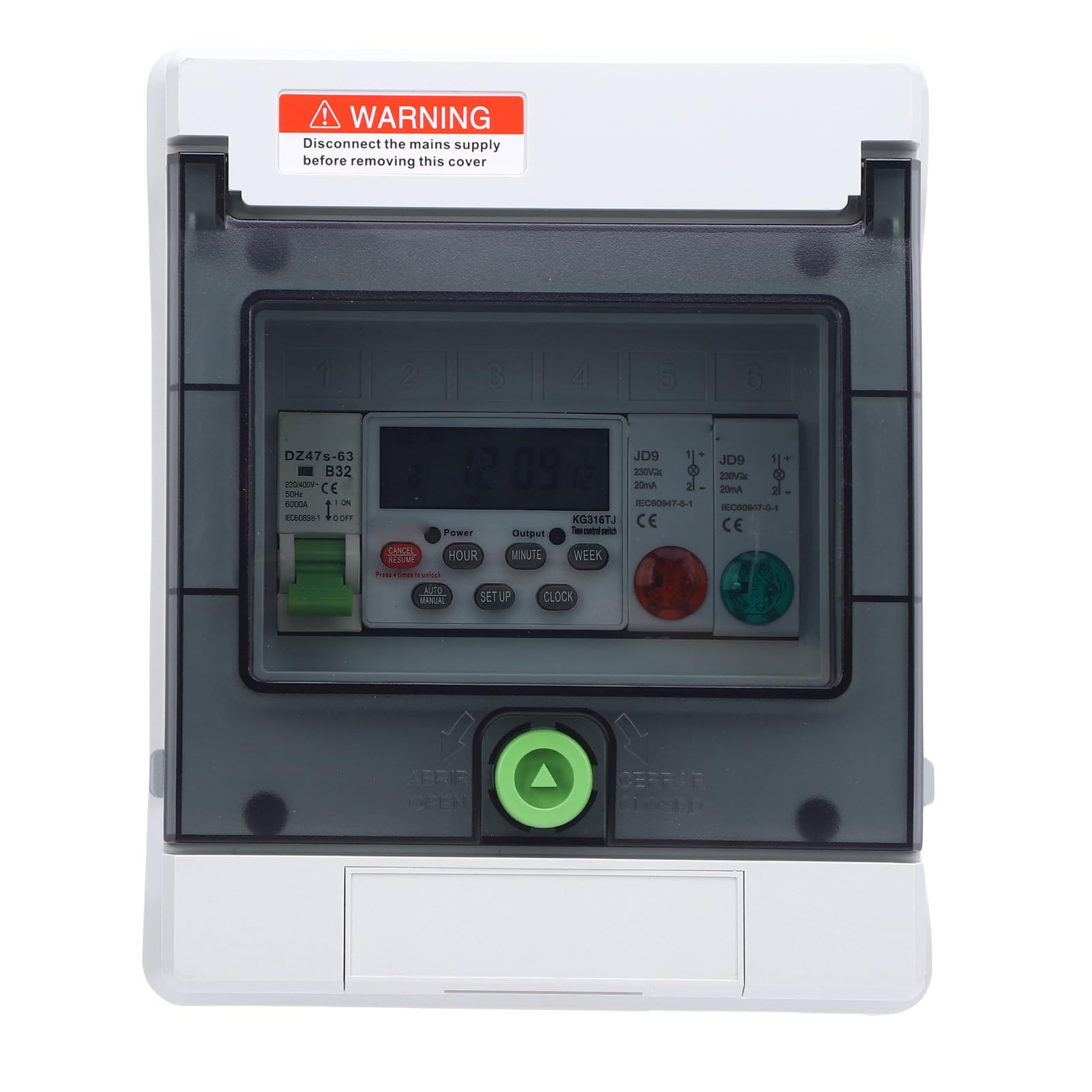 Minuterie Numérique Programmable 32 A, Boîtier électrique Extérieur étanche IP65 pour Pompe de Piscine, Chauffe-eau, éclairage de Jardin, Automatisation du Système de sécurité, Installation