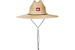 Quiksilver Men's Summer Straw Lifeguard Beach Sun Hat with Chinstrap for UV 50+ Protection