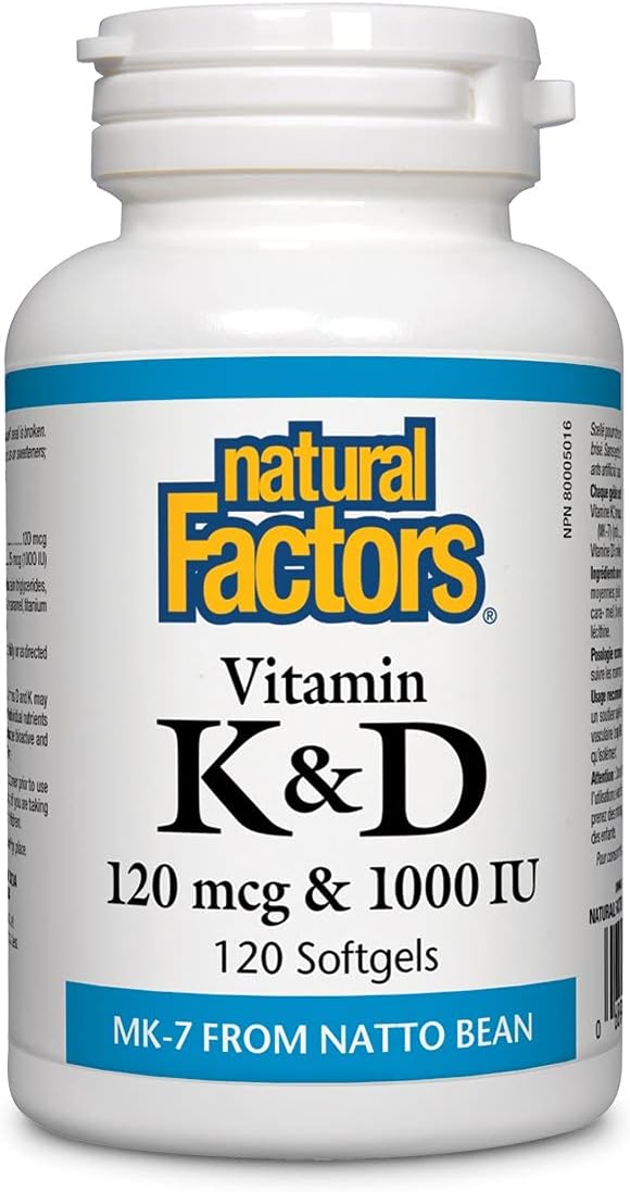 Natural Factors - Vitamin K2 & D3 120 mcg & 1000 IU, 120 Softgels