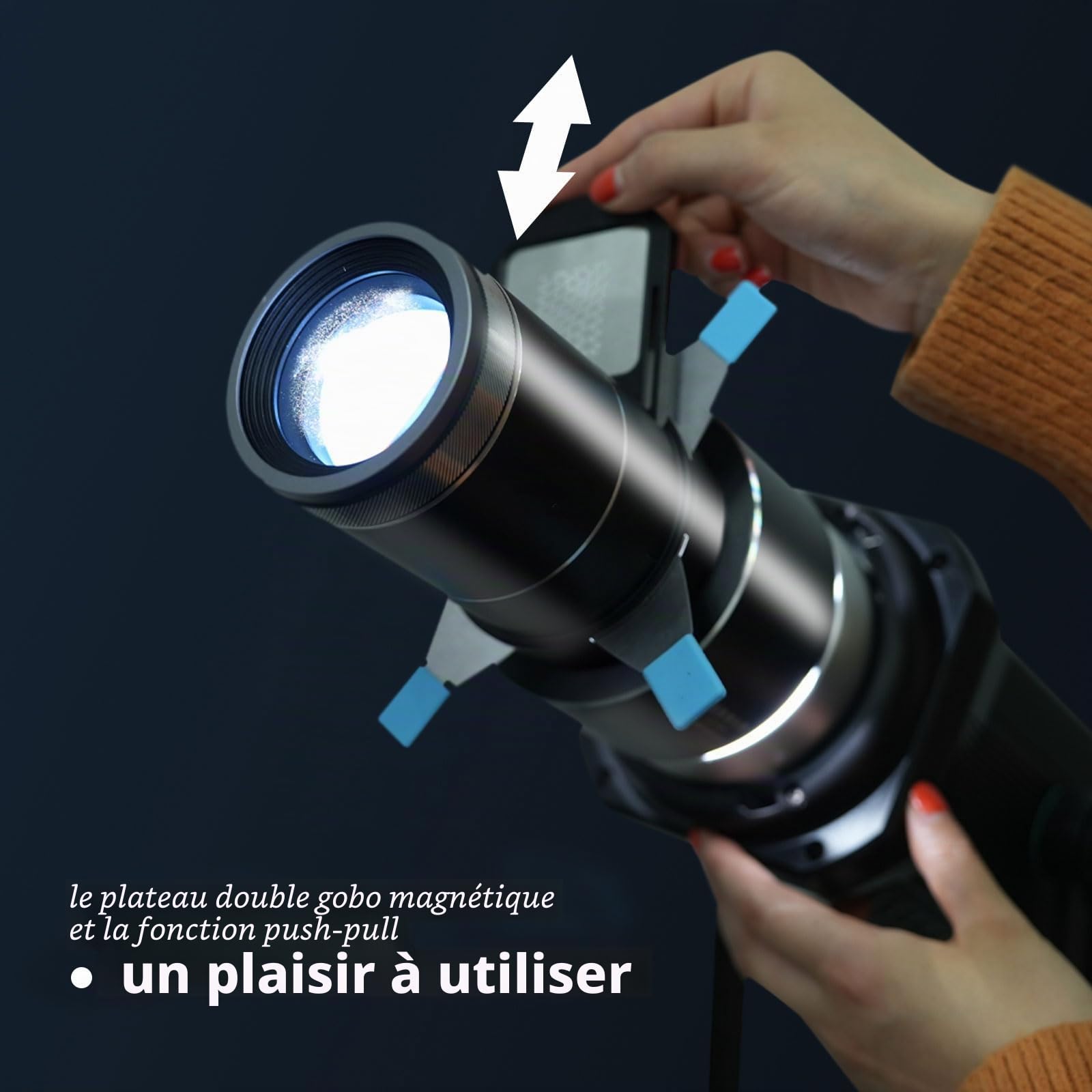 DF DIGITALFOTO Snoot Optique Bowens Monture, 25 Gobos, Accessoire de Projection de 2e Génération pour Projecteur de Photographie, Compatible avec Aputure Amaran 100X/D 200D/X, Godox SL60, Focalisable
