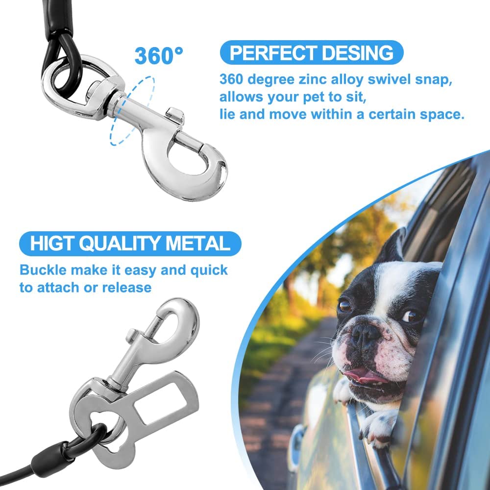 Mi Metty Dog Car Seat Belt, Dog Car Harnesses Chew Proof Steel Rope Cable, Waterproof Dogs Safety Belt - Image 2