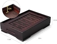 Vista 3 de Mini Bamboo Chinese Tea Tray - 11 x 7 inch Japanese Tea Serving Tray, Small Gongfu Tea Table Set with Reservoir Type Water Storage Box (M)