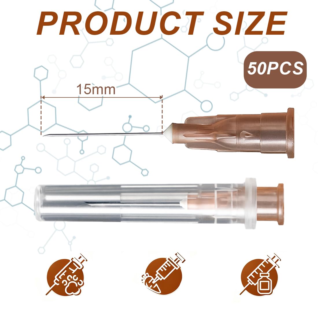 Tubes de distribution en acier inoxydable, Accessoires de dosage en acier inoxydable, Tailles : 26G 0,45x15mm, emballés individuellement, pour l'industrie(50 Pièces