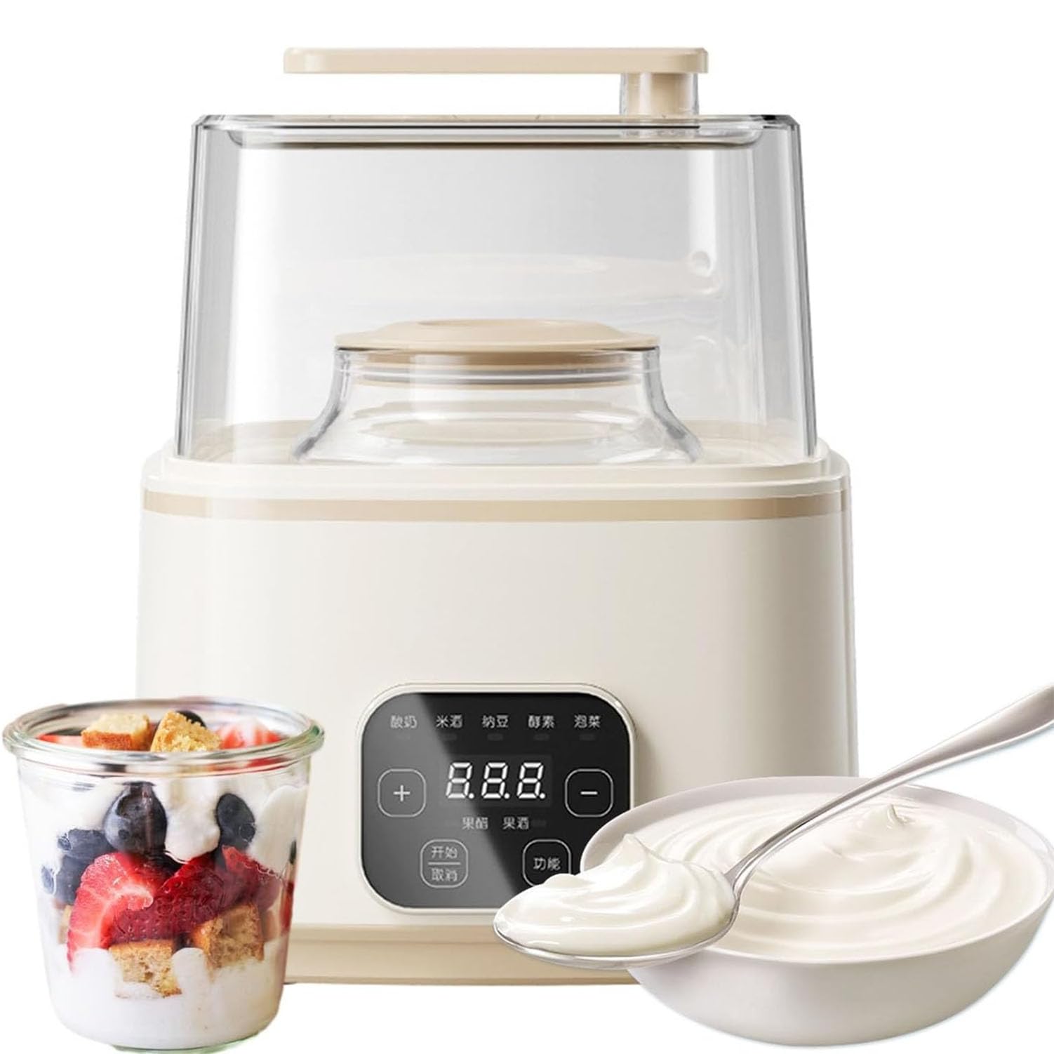 Máquina Automática Para Hacer Yogur, Yogurtera Eléctrica De 1L+2L Con Panel Táctil LED, Vejigas Internas Dobles Separadas Y Sincronización Inteligente De Temperatura Constante Para Yogur, Kimchi