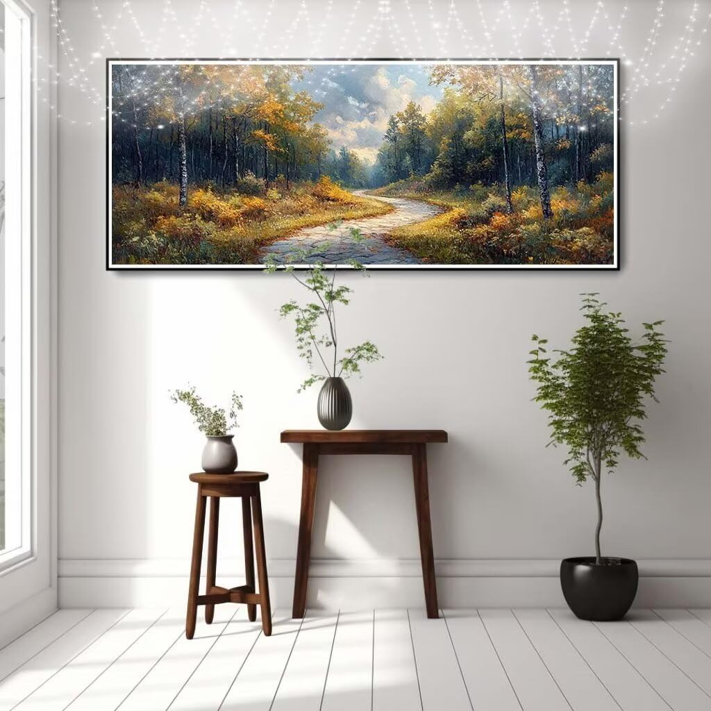 Malarstwo diamentowe 5D, ścieżka dla dorosłych, las, obraz "zrób to sam", obraz dla dzieci, 80 x 160 cm, zestaw do malowania kryształkami, dekoracja ścienna 8E-6207