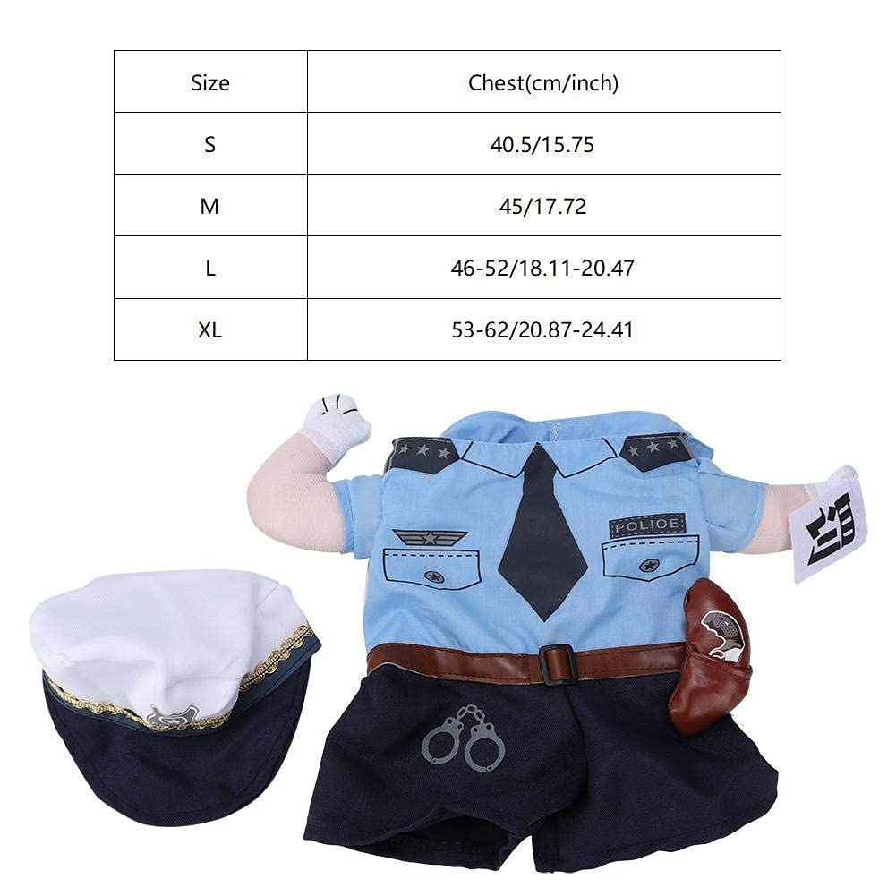 Zwierzę domowe Policja Kostium Zwierzę domowe Halloween Boże Narodzenie Sukienka Cosplay Zabawny pies Kot Rekwizyt Cosplay Dressing Odzież imprezowa na Halloween Boże Narodzenie Weekendowe imprezy Urodziny (M)