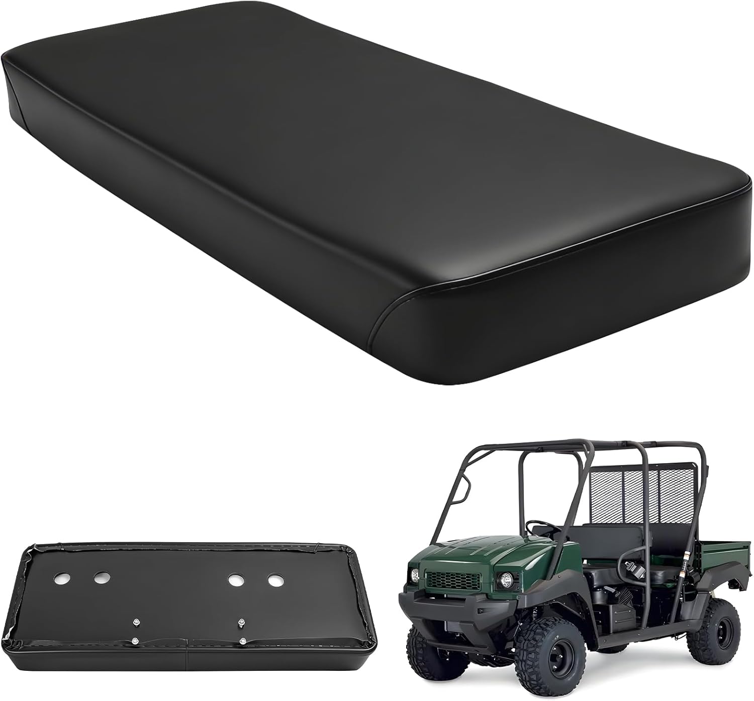 Seat Bottom Cushion Replacement for 2007 & Prior, 2009-2013 Kawasaki Mule 3010 4000 4010 Trans 4x4 UTV Bench Seat replace for 53066-7502-MA, Reinforced Vinyl & High-Density Foam, Black