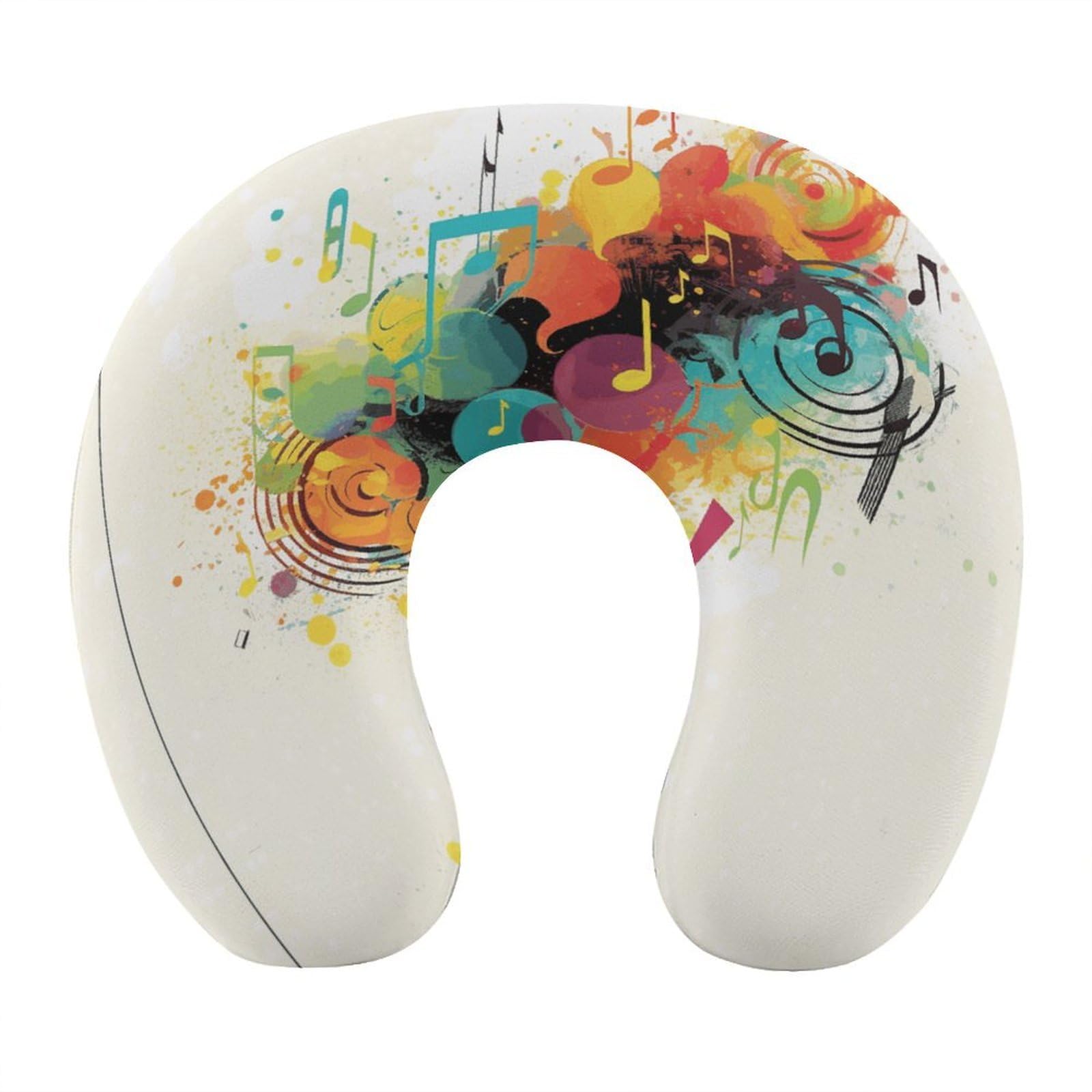 VstaDank Abstract Music Themed Neck Pillow Memory Foam Sleeping U Shaped Pillows Cooling Travel Head Support Pillows Super Lightweight Portable Airplane Pillow for Car Office Rest