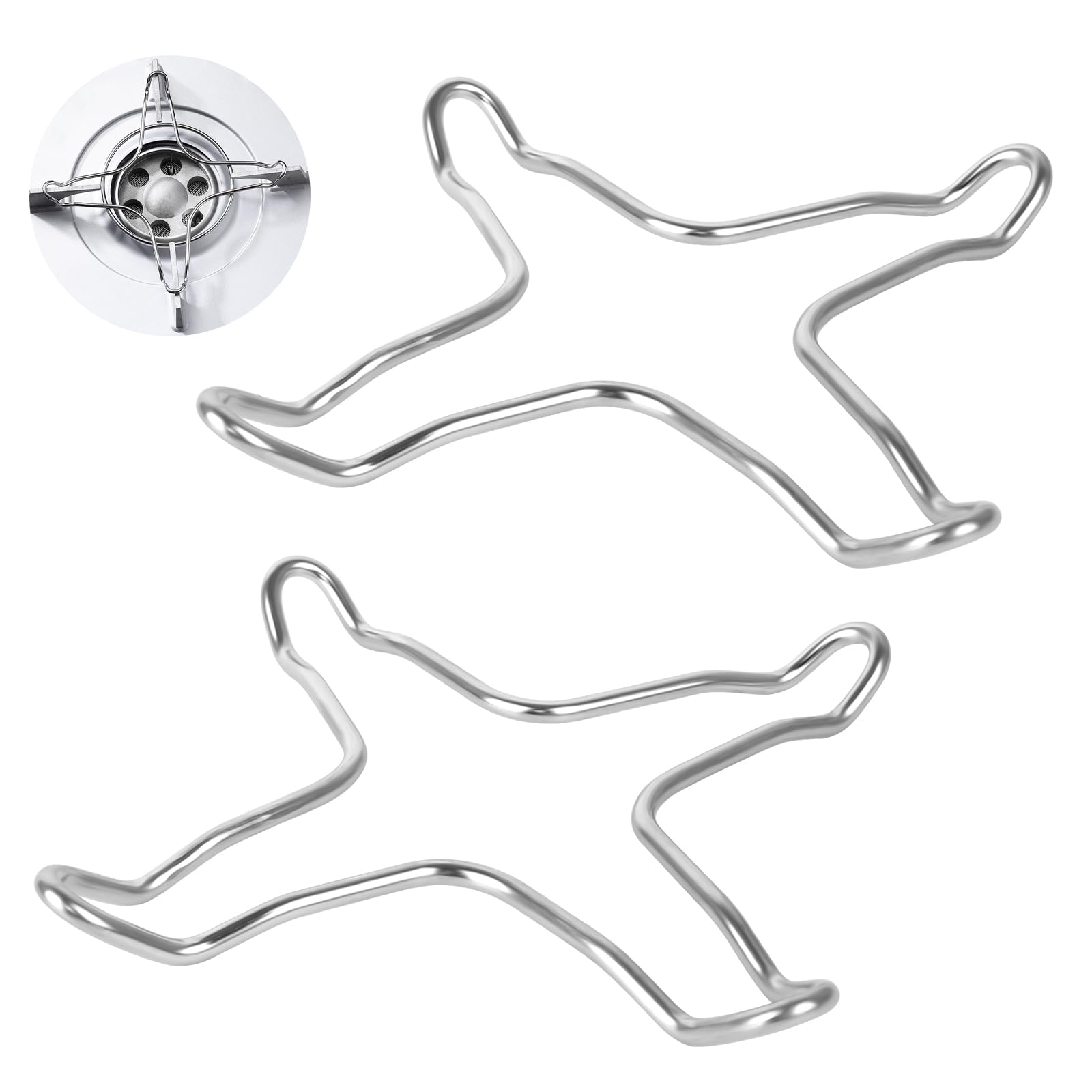 TOTSUN Gas Ring Reducer Universal, 2Pcs Gas Hob Pan Support Trivet Stainless Steel Stove Top Hob Gas Stove Top Grates Trivets Wok Support Rack for Coffee Maker Pot